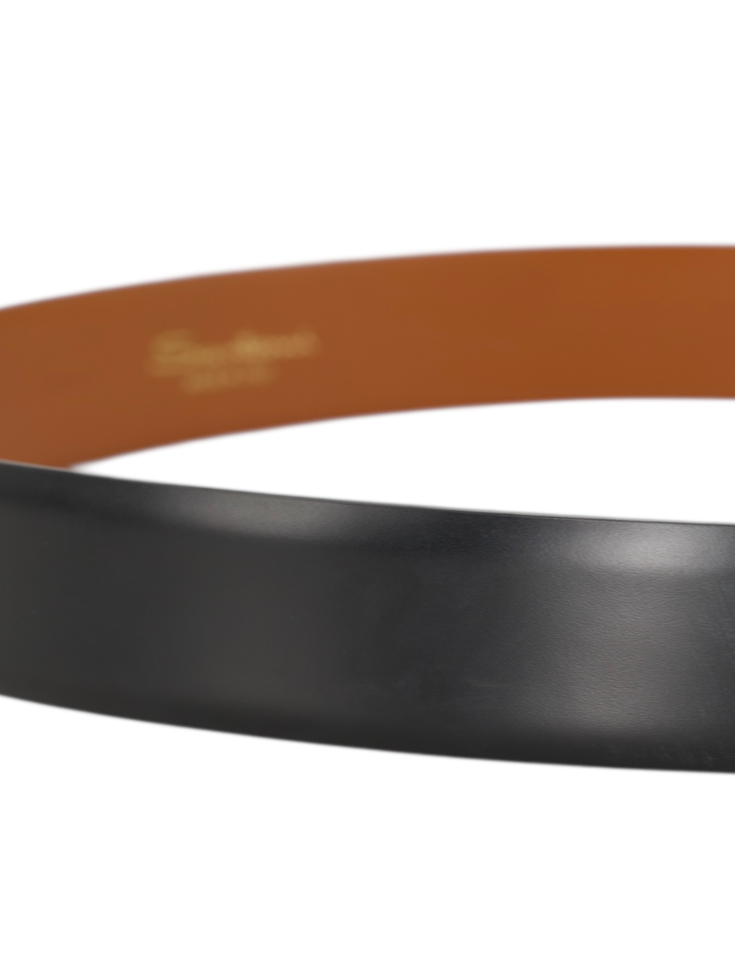Santoni Black Calfleather & Silver Buckle Belt