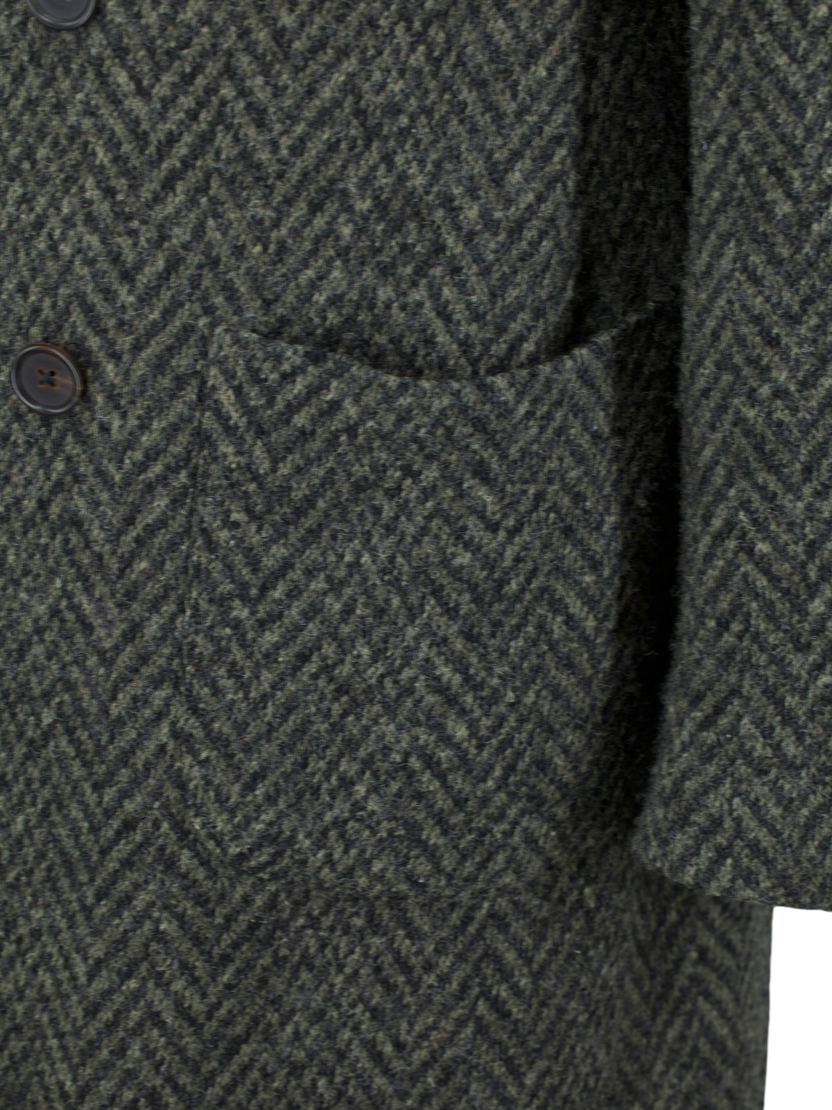 Lardini Dark Olive-Green Double-Breasted Wool Herringbone Overcoat