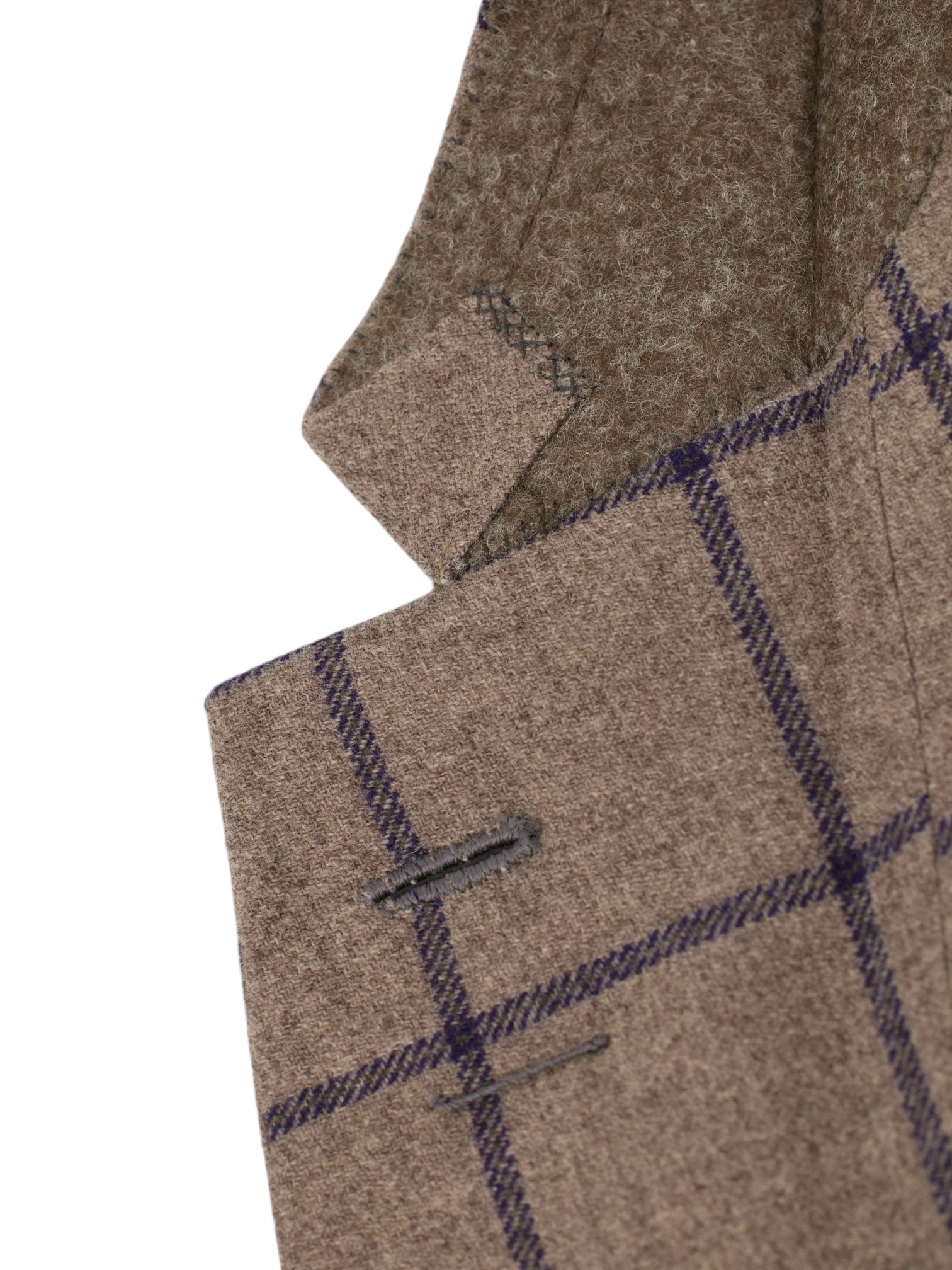 Brioni Taupe & Navy Wool, Silk & Cashmere Windowpane Brunico Jacket