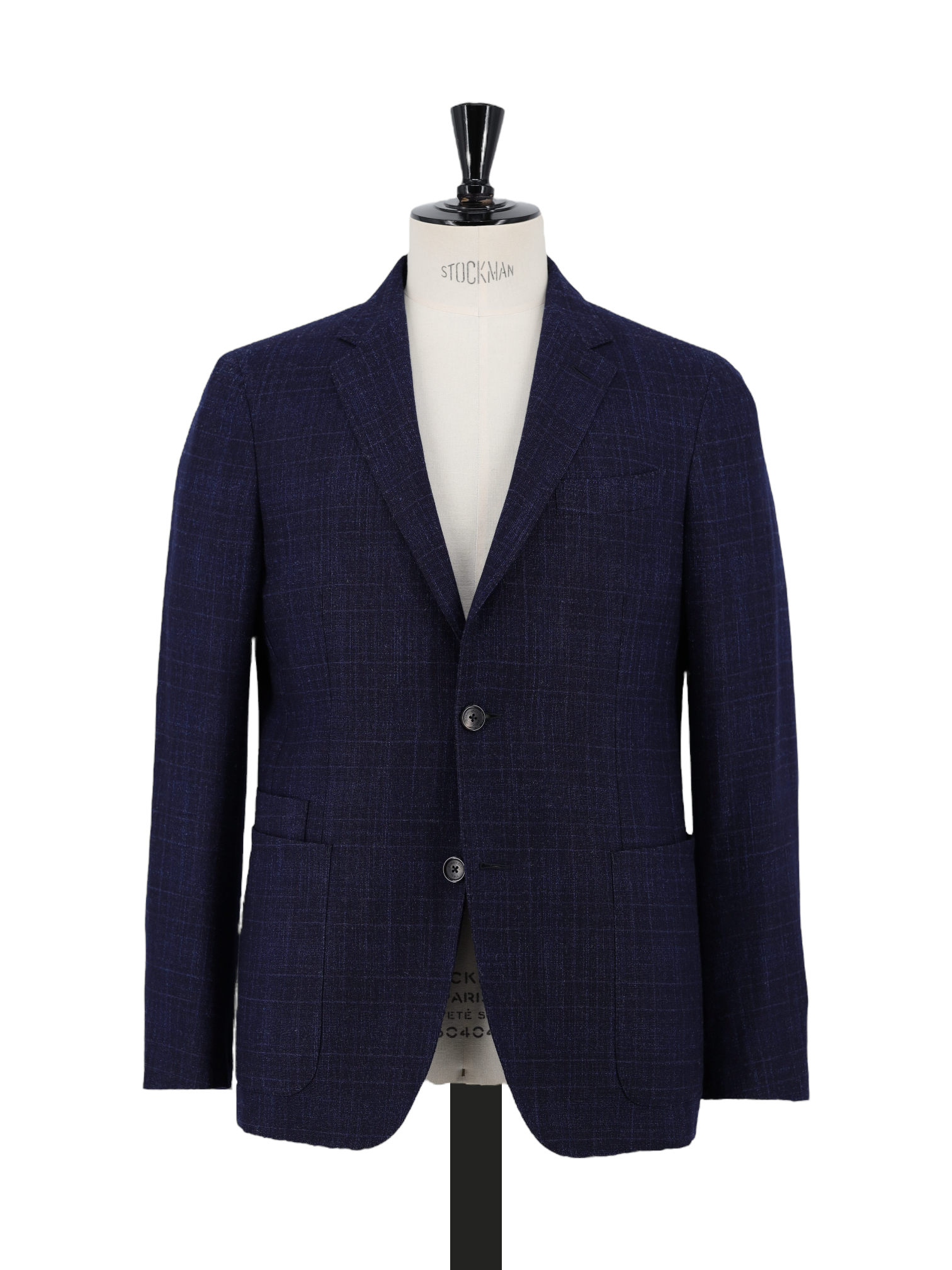 Ermenegildo Zegna Dark Blue Wool, Silk & Cashmere Melange Check Jacket