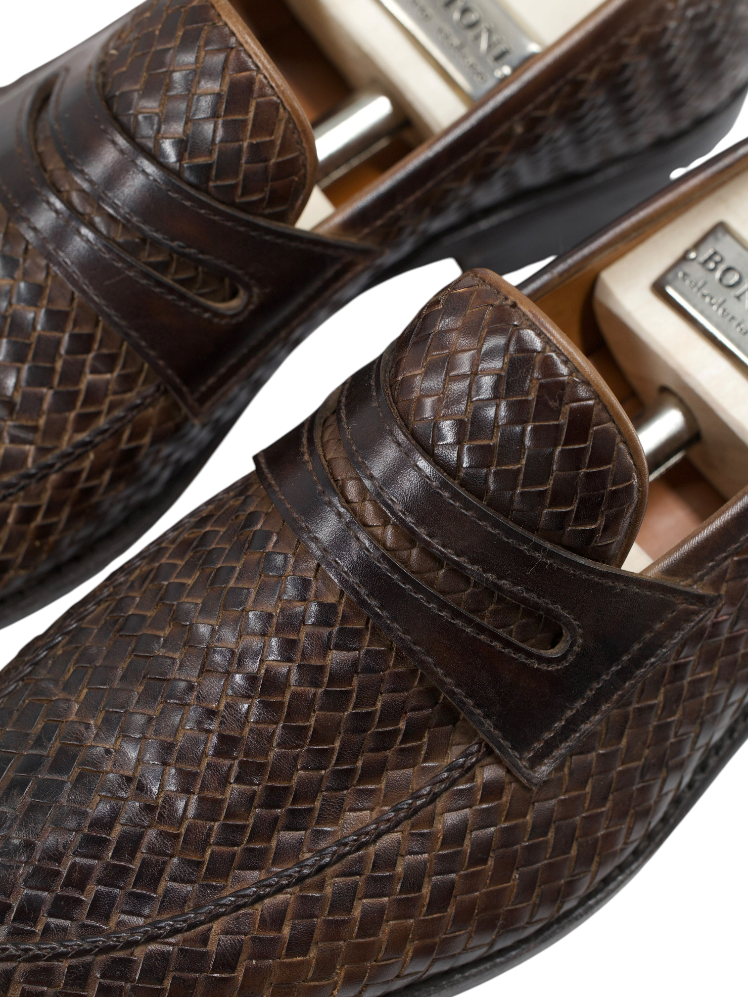 Bontoni Dark Brown Braided-Calfleather Summer Penny Loafer