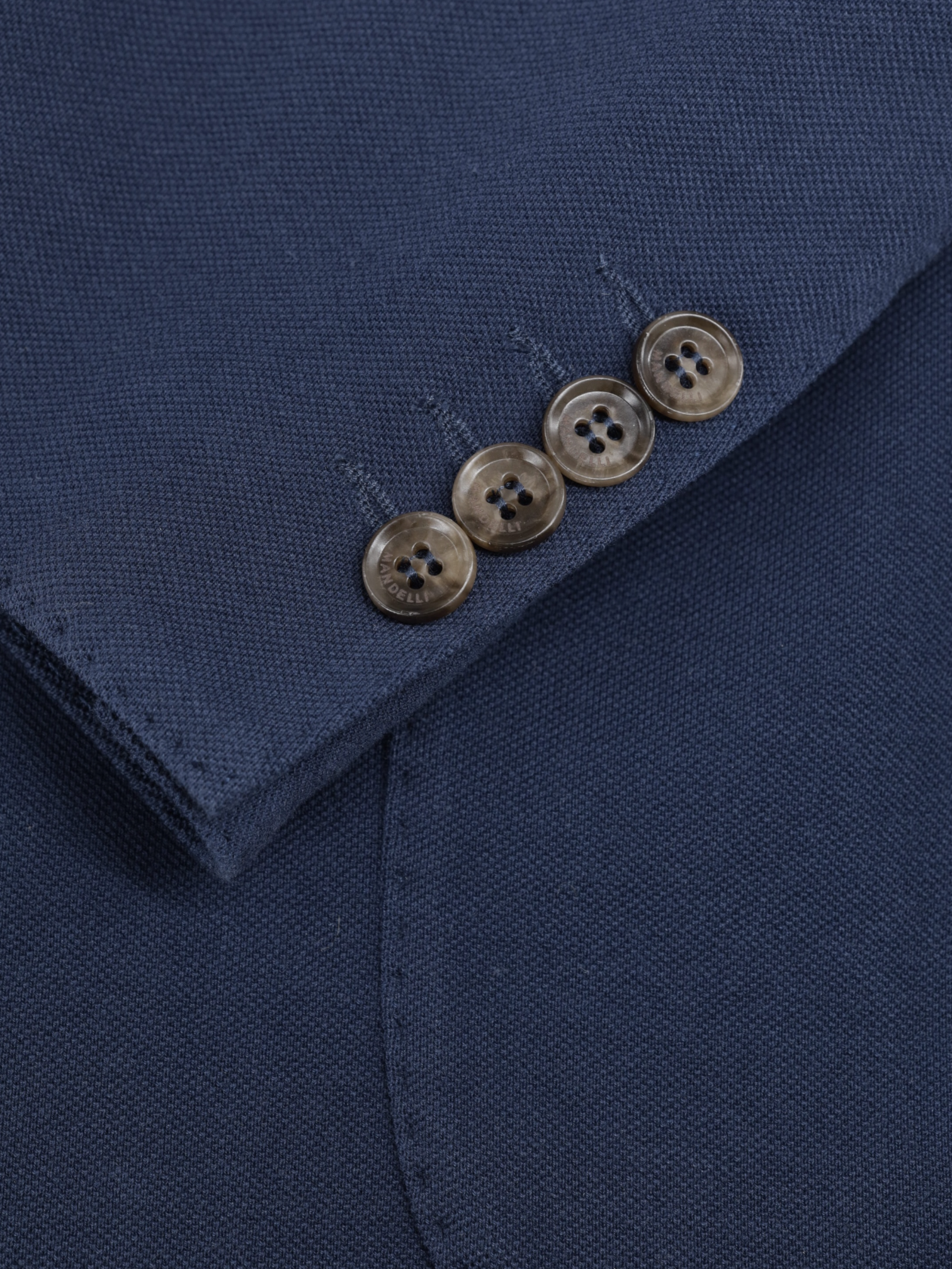 Mandelli Blue Unconstructed Tricot-Knitted Cotton Jacket