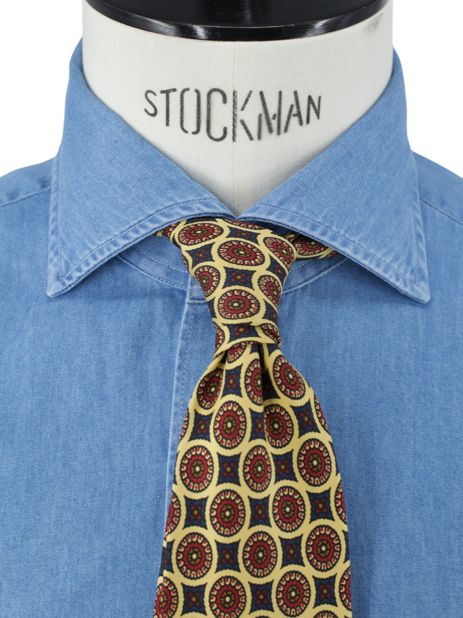 Borriello Napoli Light Blue Indigo-Cotton "Marechiaro" Spread-Collar Shirt