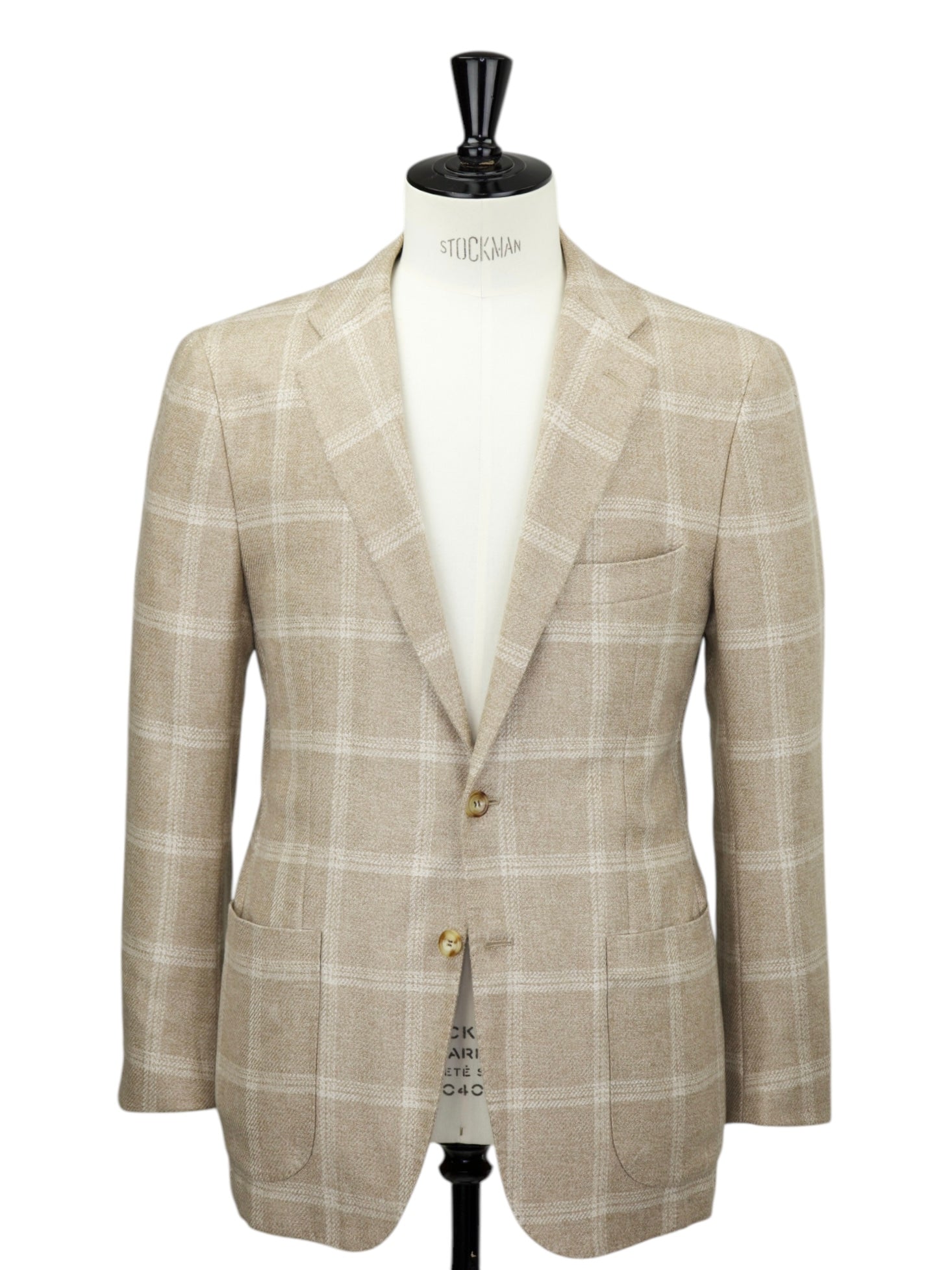 Kiton Beige Pure Cashmere Windowpane Jacket