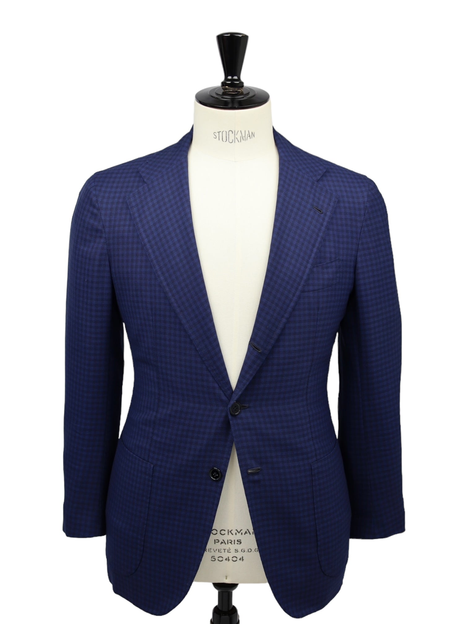 Orazio Luciano blauwe blazer van wol en zijde met gingham-ruit