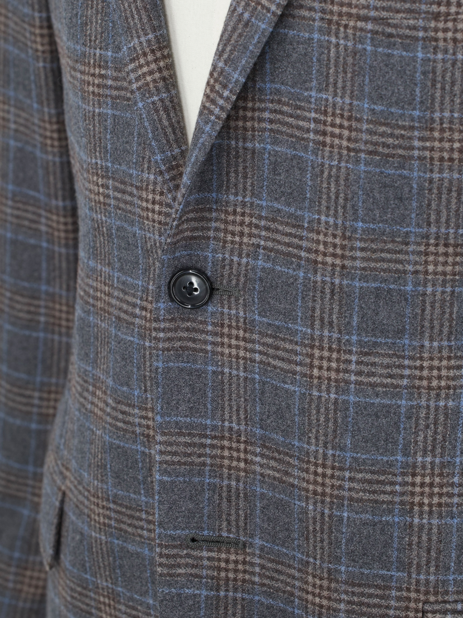 Corneliani Brown & Light Blue Wool-Flannel Overcheck Jacket