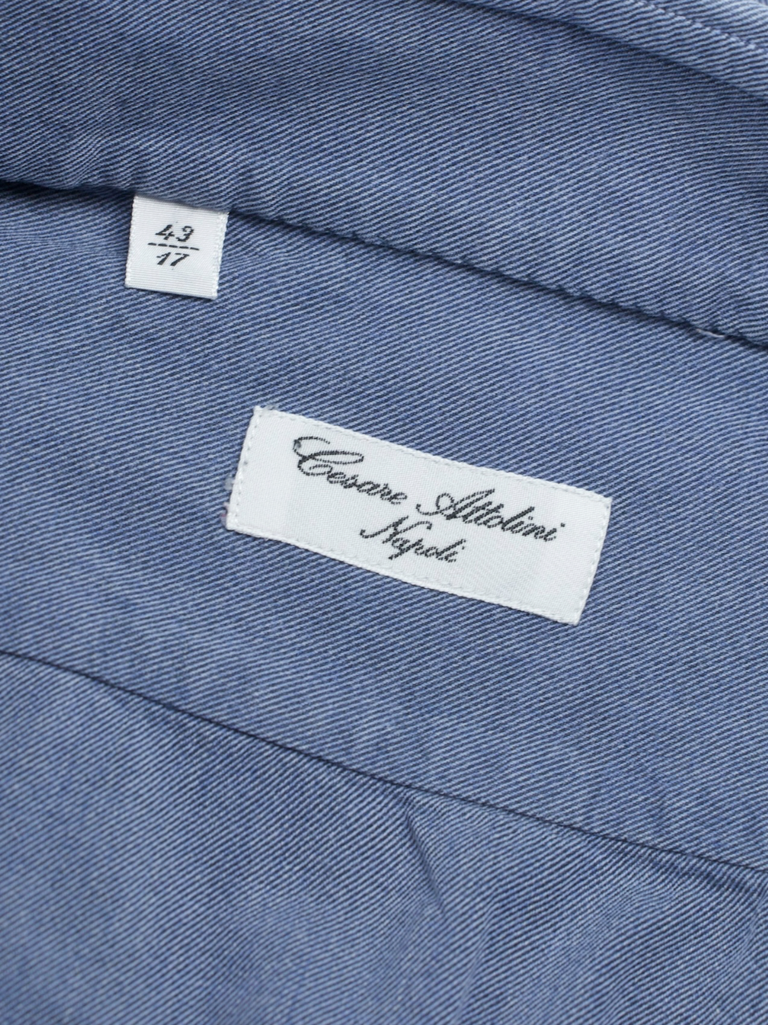 Cesare Attolini Steel Blue Pure Cotton Twill Shirt