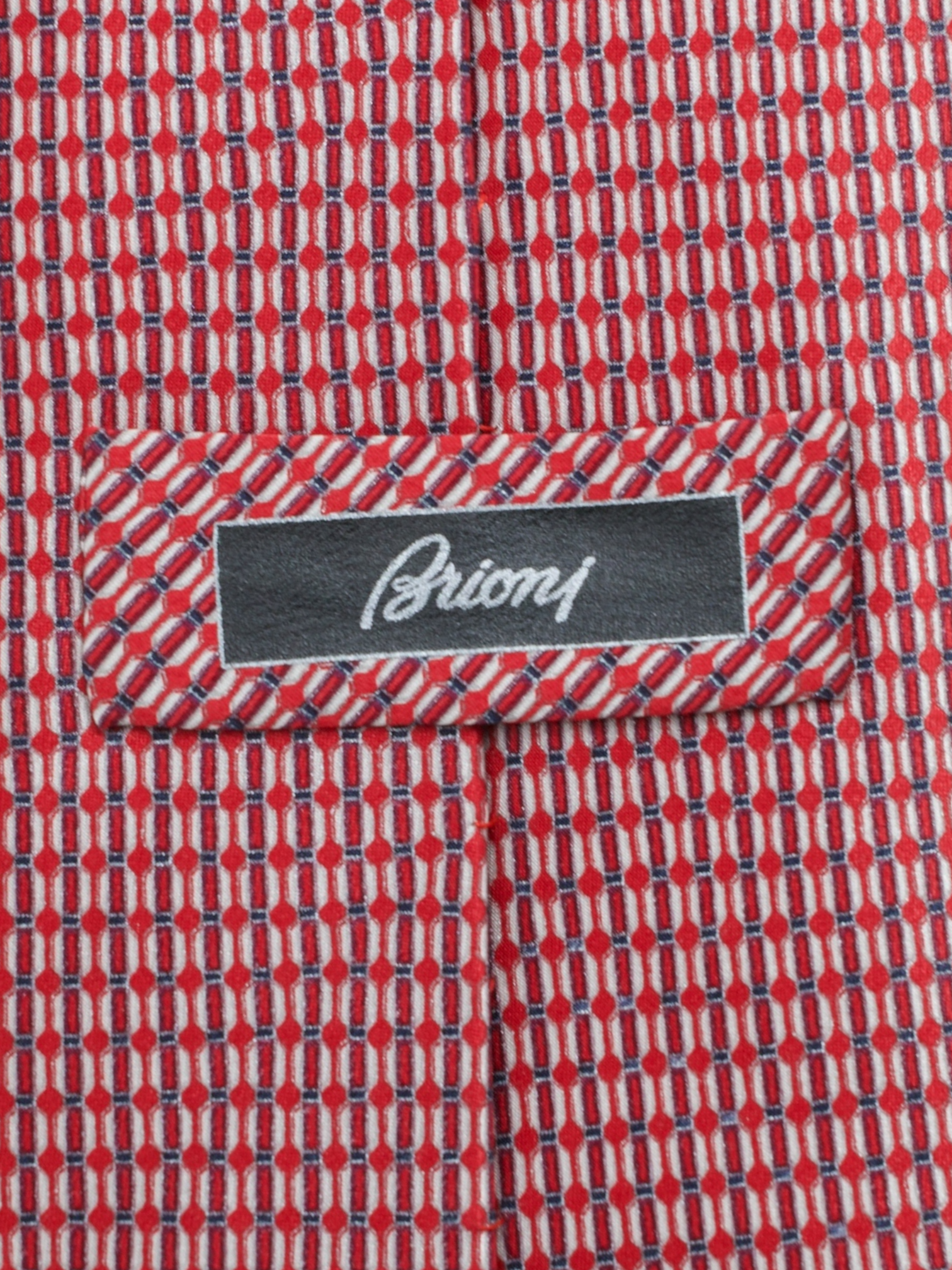 Brioni Red & Navy Silk Chain-Pattern Tie