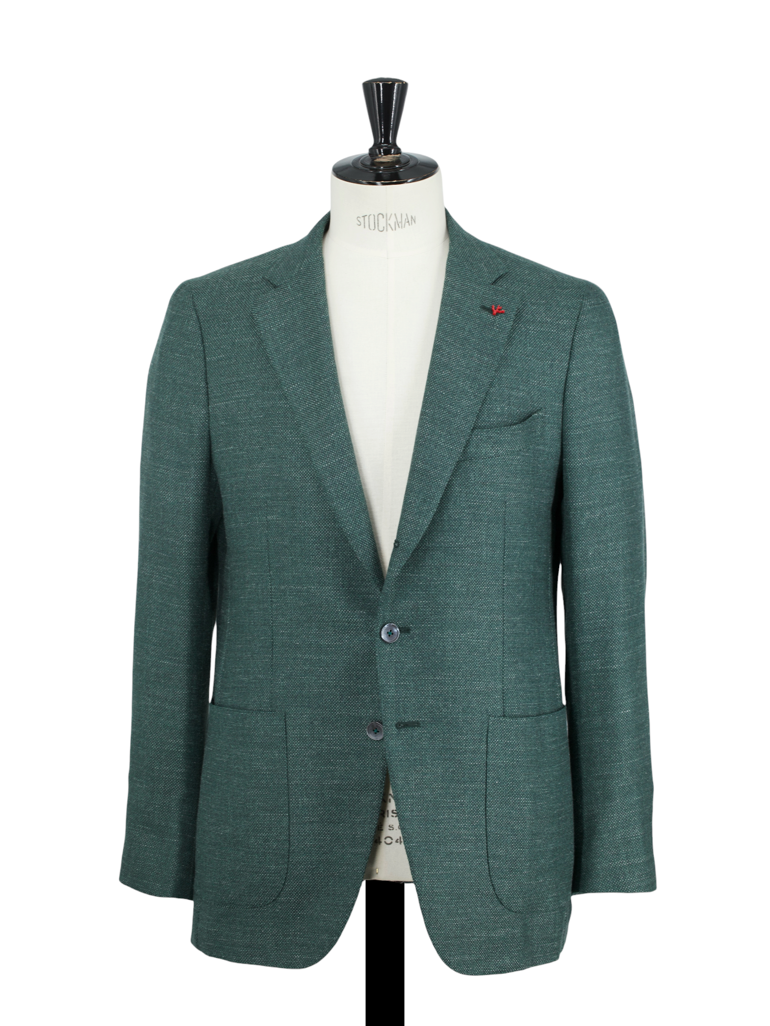 Isaia Verdigris Green Wool, Silk & Linen Basket-Weave Jacket