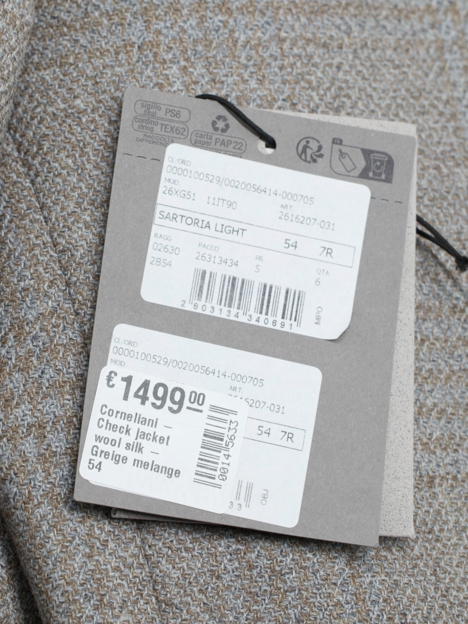 Corneliani Brown & Ice-Blue Wool & Silk "Sartoria Light" Glencheck Jacket