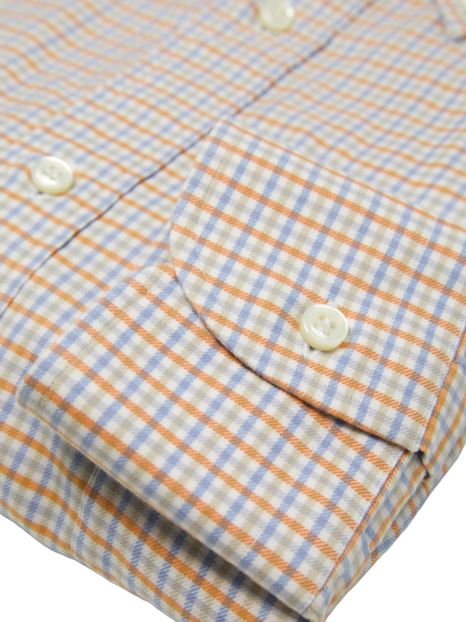 Fray Orange & Light Blue Gingham Check Shirt