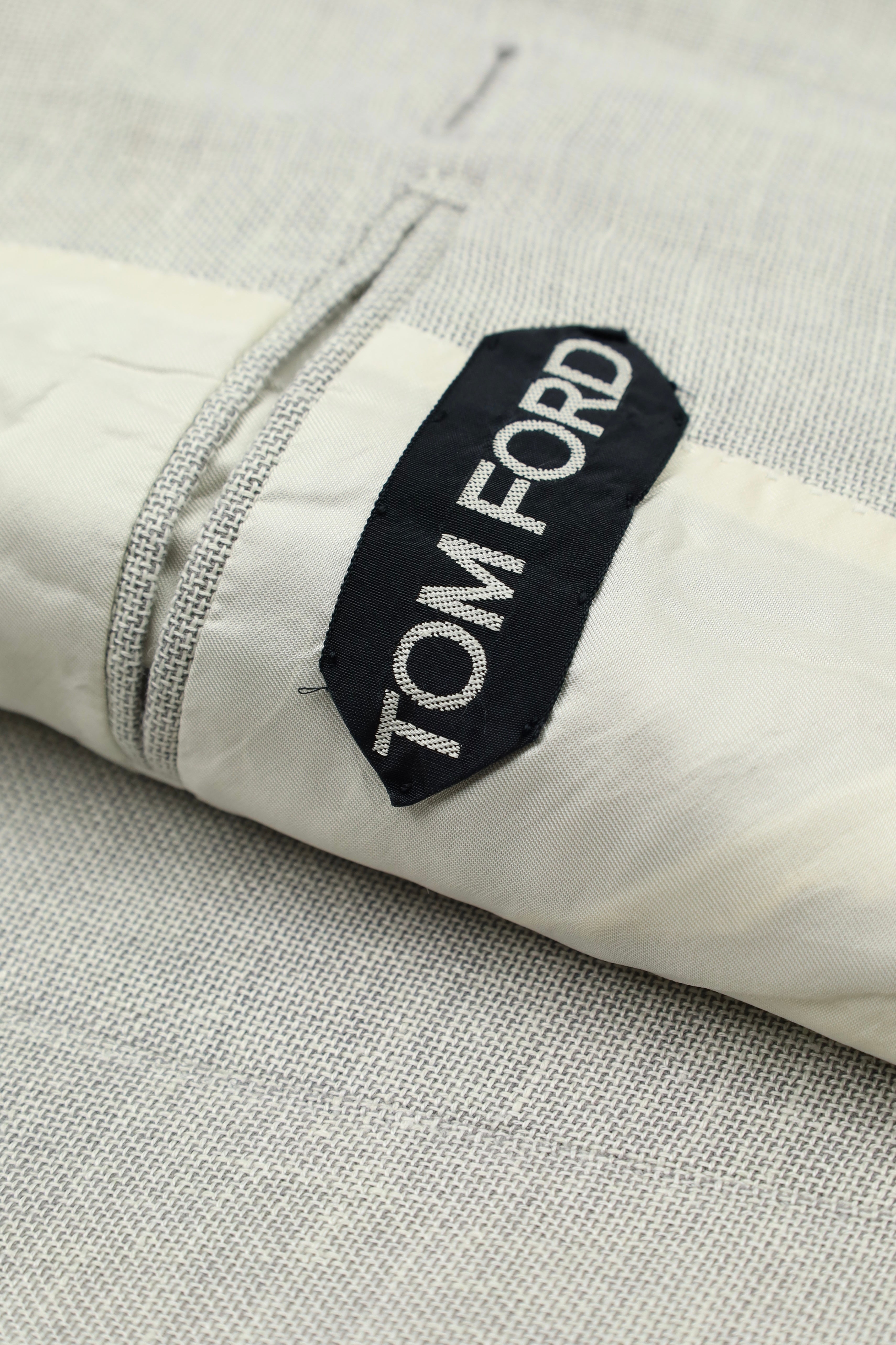 Tom Ford Light Grey Linen, Wool & Mulberry Silk Spencer Jacket