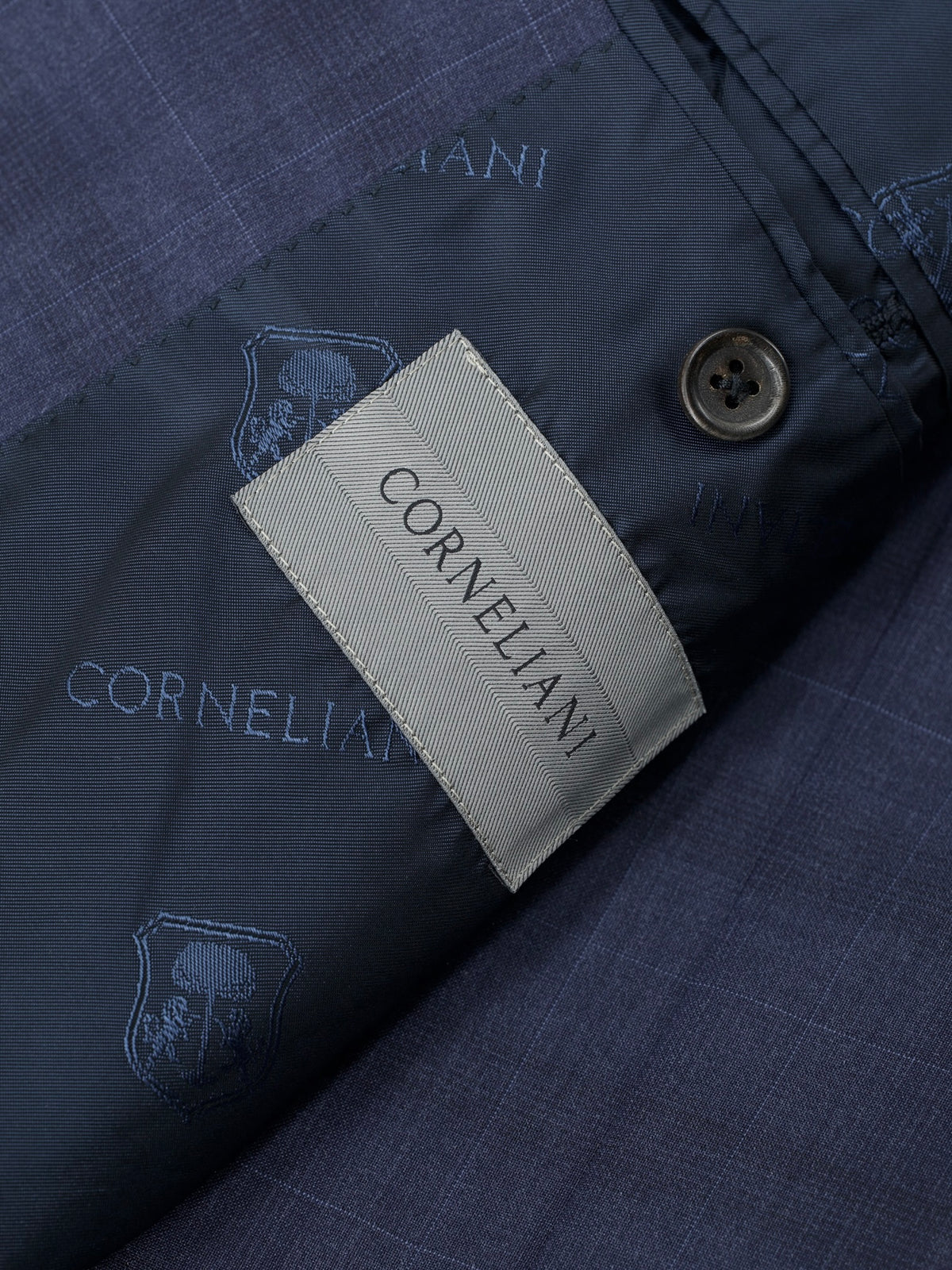 Corneliani Dark Blue Fine-Wool Checkered Suit