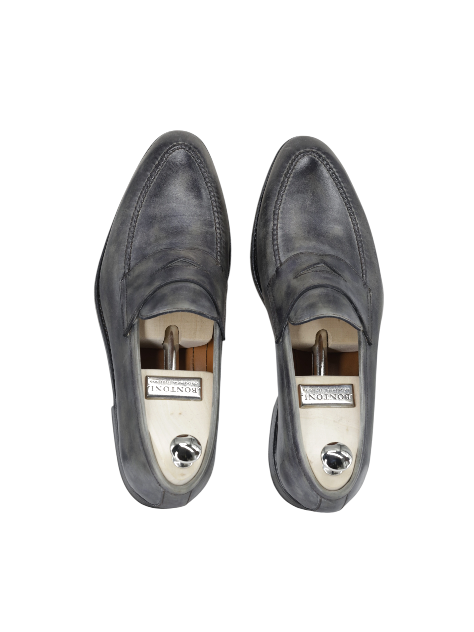 Bontoni Grey Museum-Calf Principe Penny Loafer + Crocodile Belt