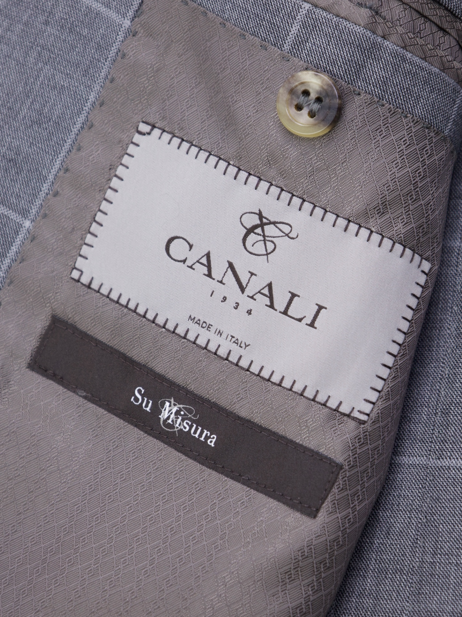 Canali Grey Wool Windowpane Suit + Extra Trousers