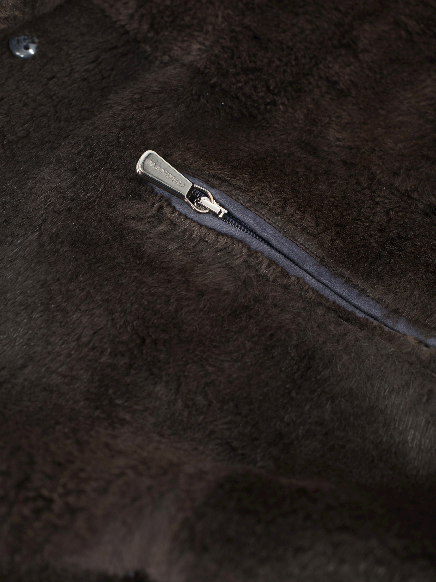 Mandelli Navy Storm System & Rabbit-Fur Lining Overcoat