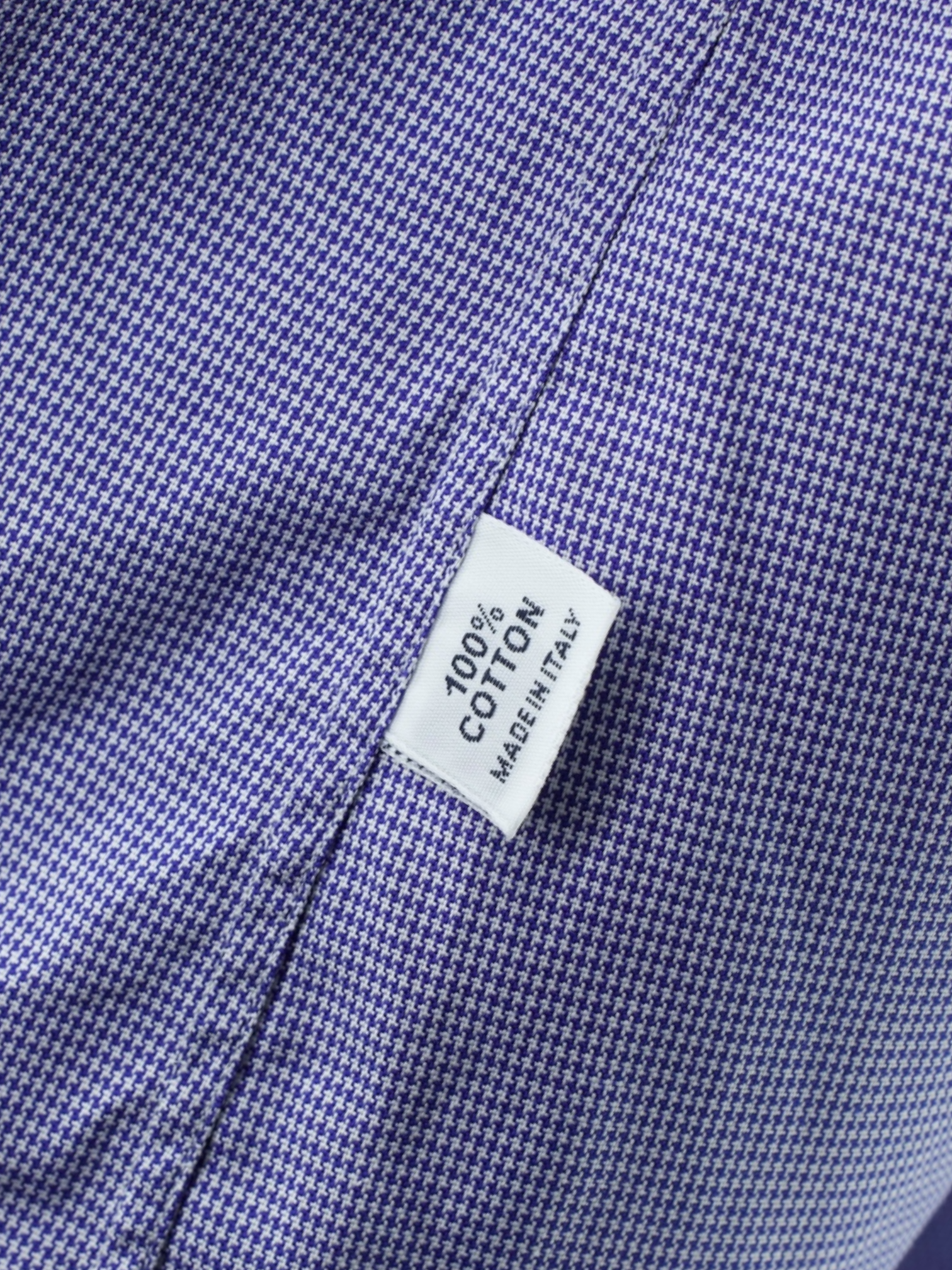 Fray Dark Blue Fine-Cotton Puppytooth Wide-Spread Collar Shirt