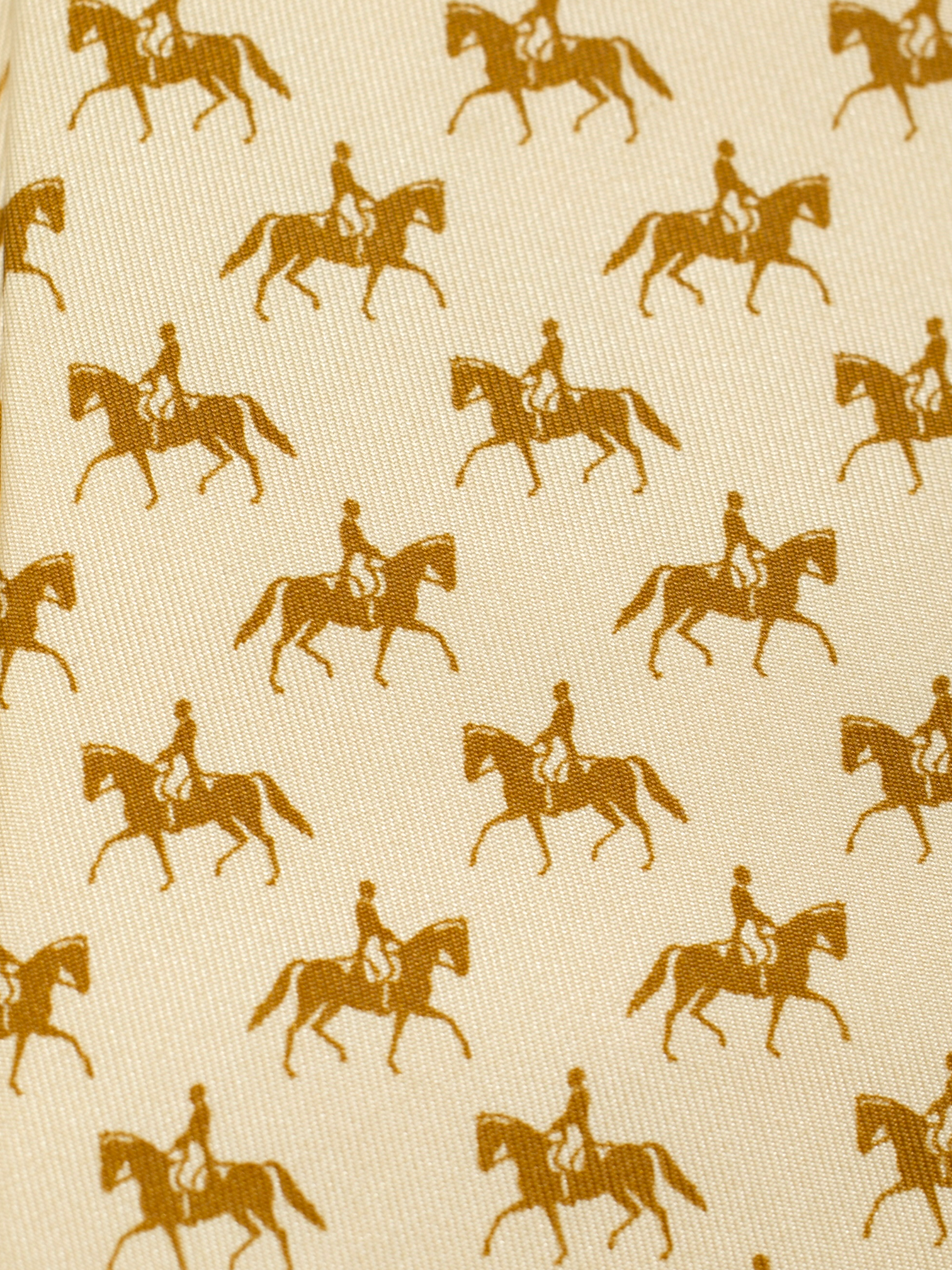 Hermès x ING Private-Banking Light Brown Silk Jockey-Pattern Tie
