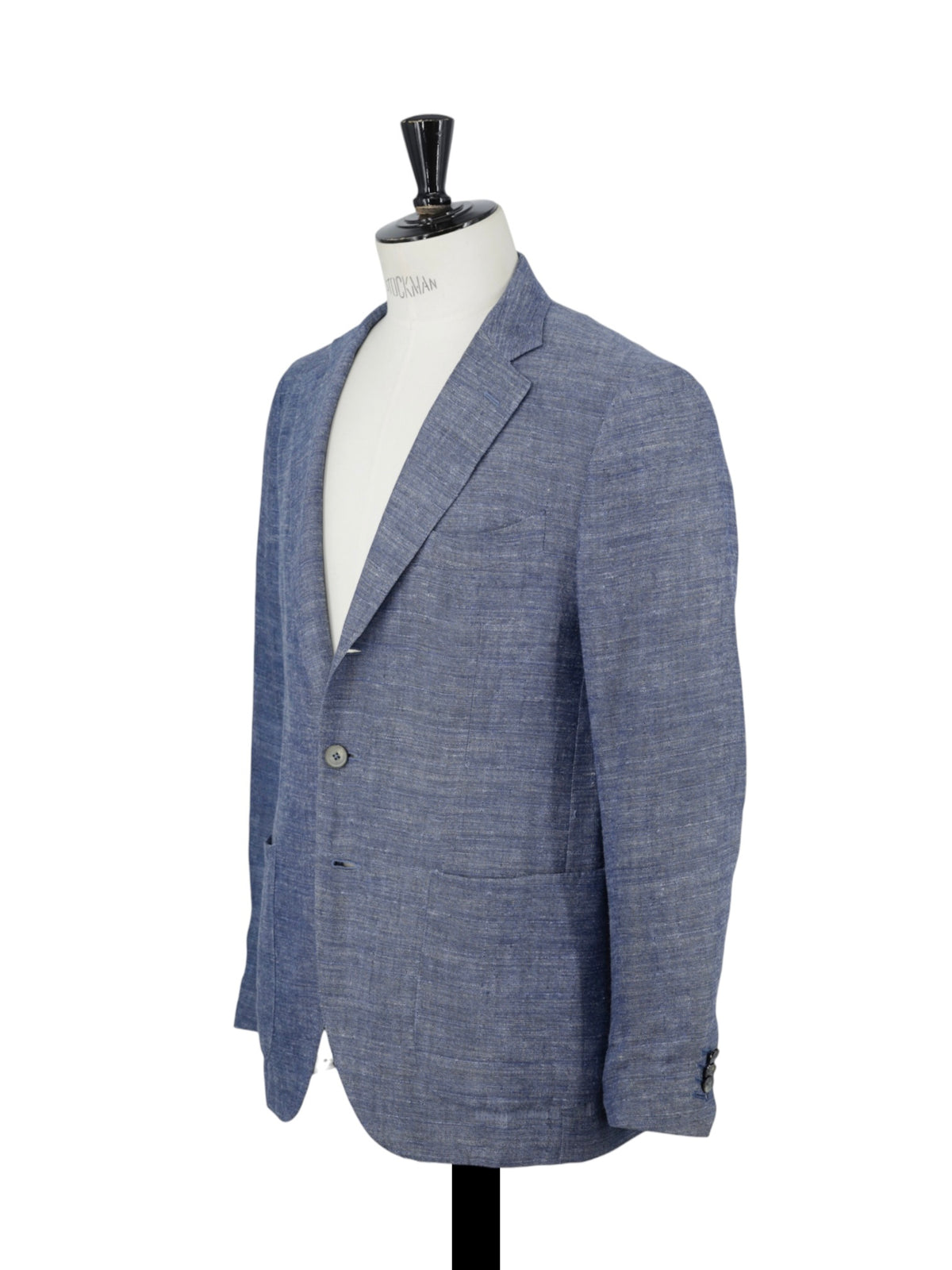 Isaia Light Blue Wool, Silk & Linen Pinpoint Summer Jacket