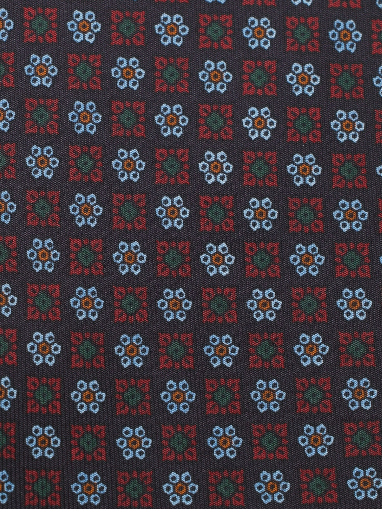 Drake's Dark Brown & Red Silk Floral Pattern Tie