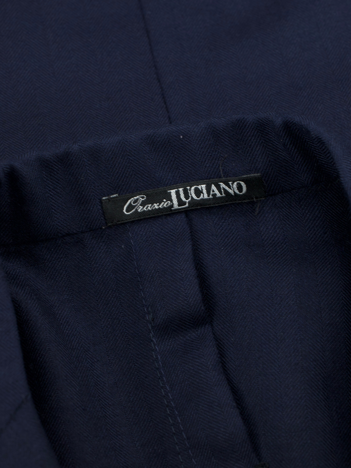 Orazio Luciano Navy Cashmere & Silk Safari-Style Herringbone Jacket