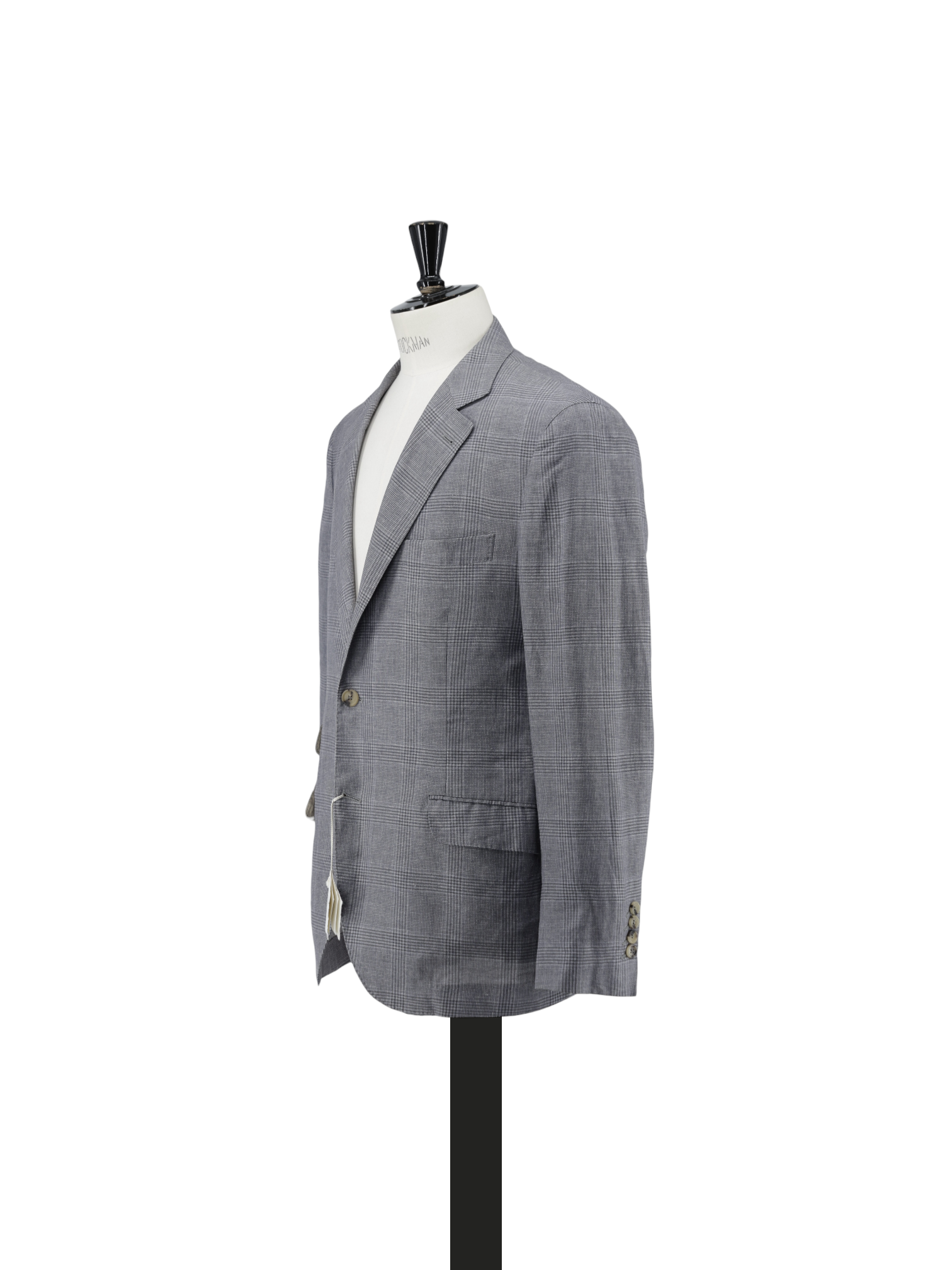 Brunello Cucinelli Sage Grey Linen, Wool & Silk Prince of Wales Jacket