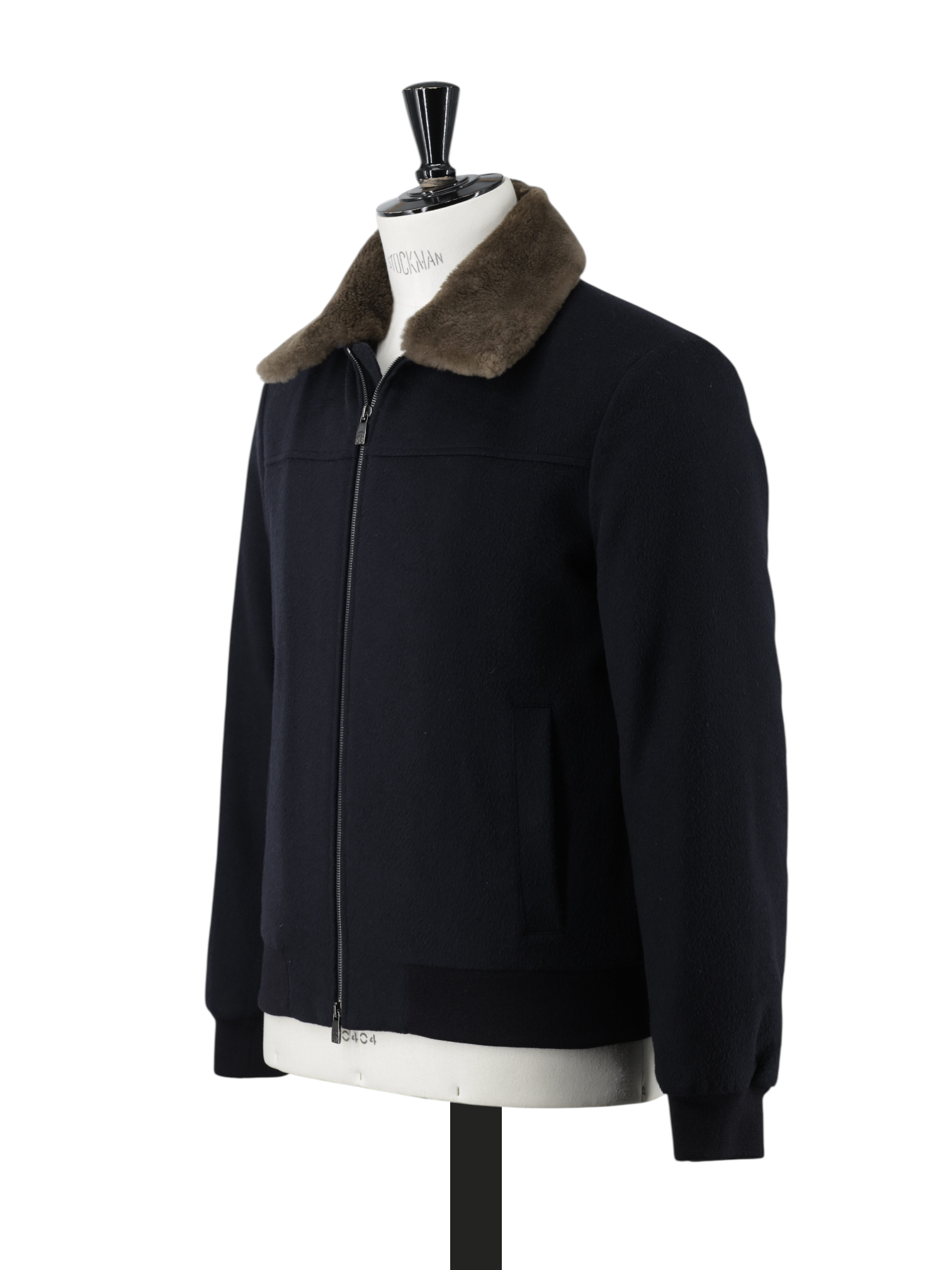 Corneliani Navy Wool & Castorino-Fur Collar Blouson Jacket
