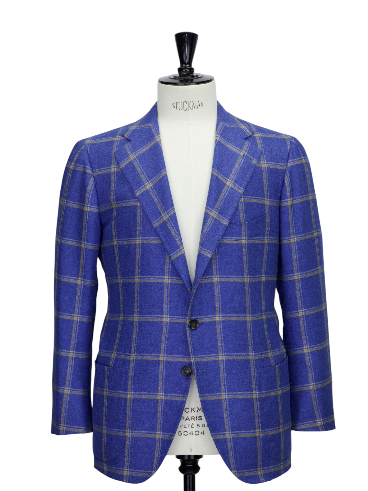 Cesare Attolini Azure Blue Silk & Cashmere Windowpane Jacket