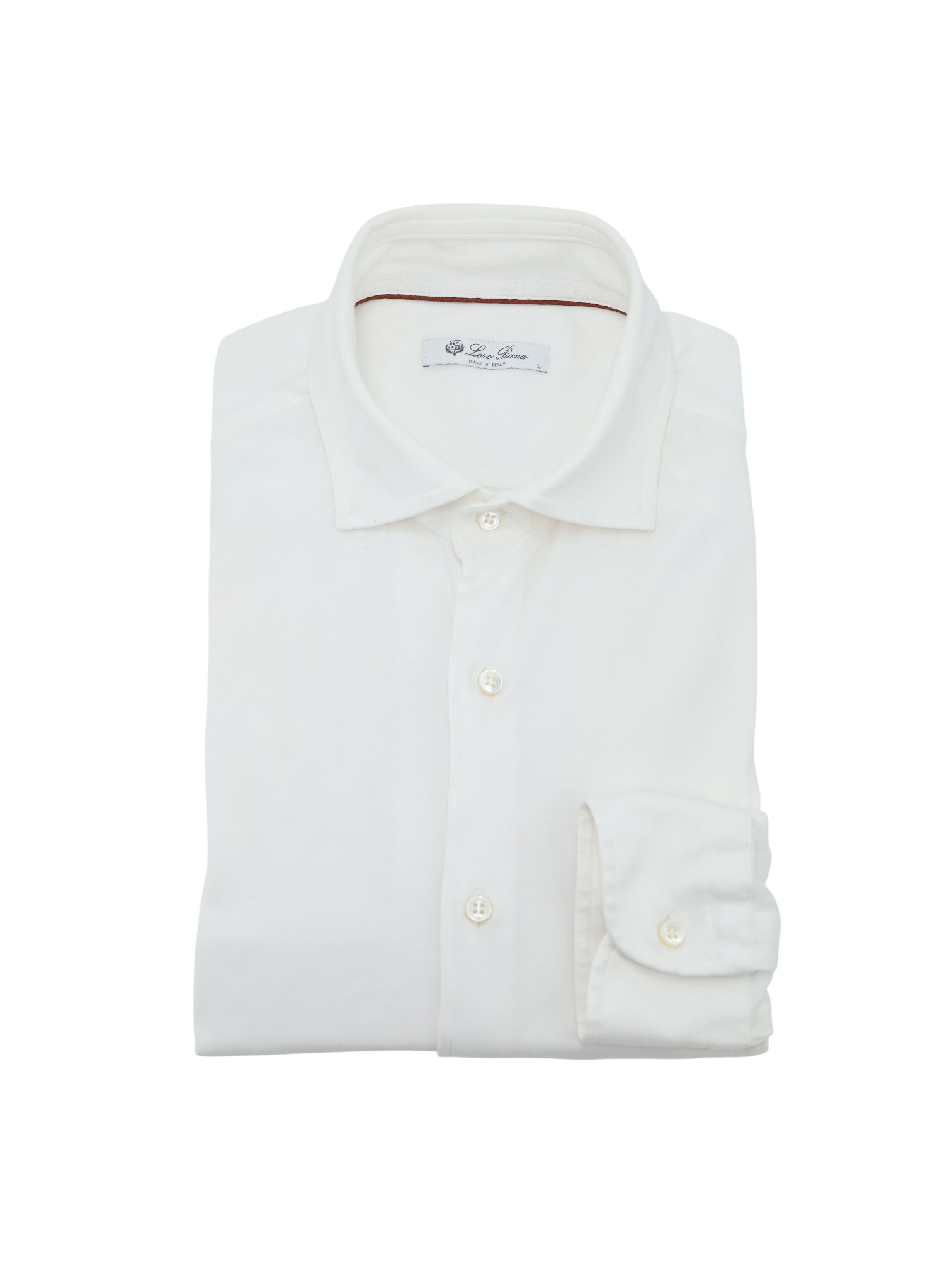 Loro Piana White Cotton Flannel Knitted Andrew Shirt