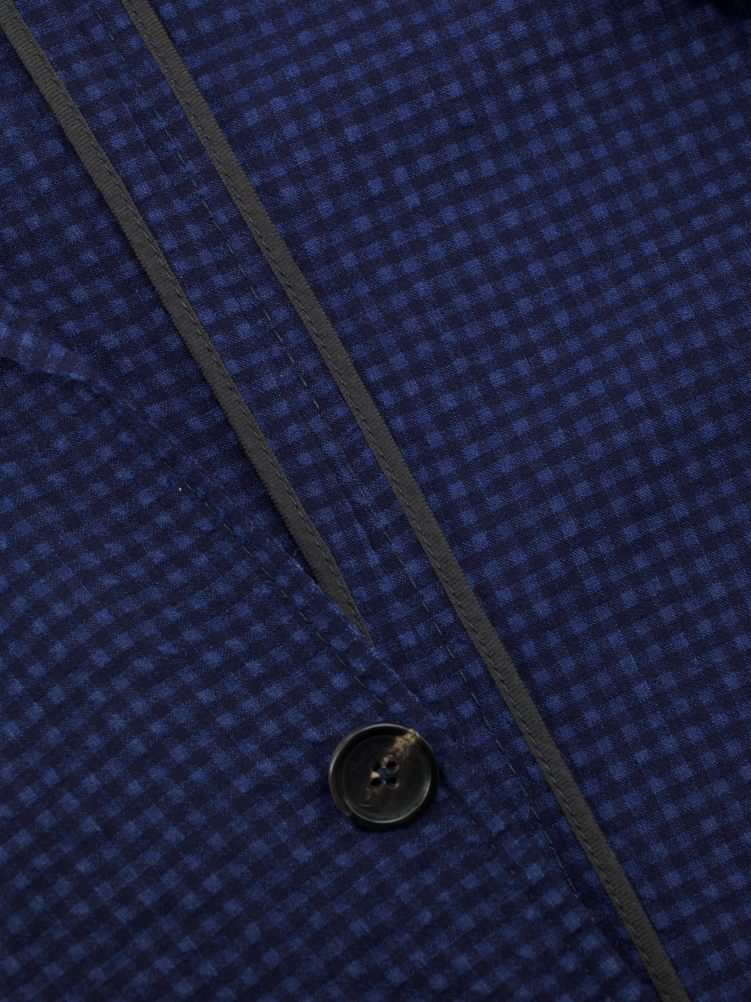 Ermenegildo Zegna Dark Blue Wool, Linen, Silk & Stretch Seersucker Gingham Jacket