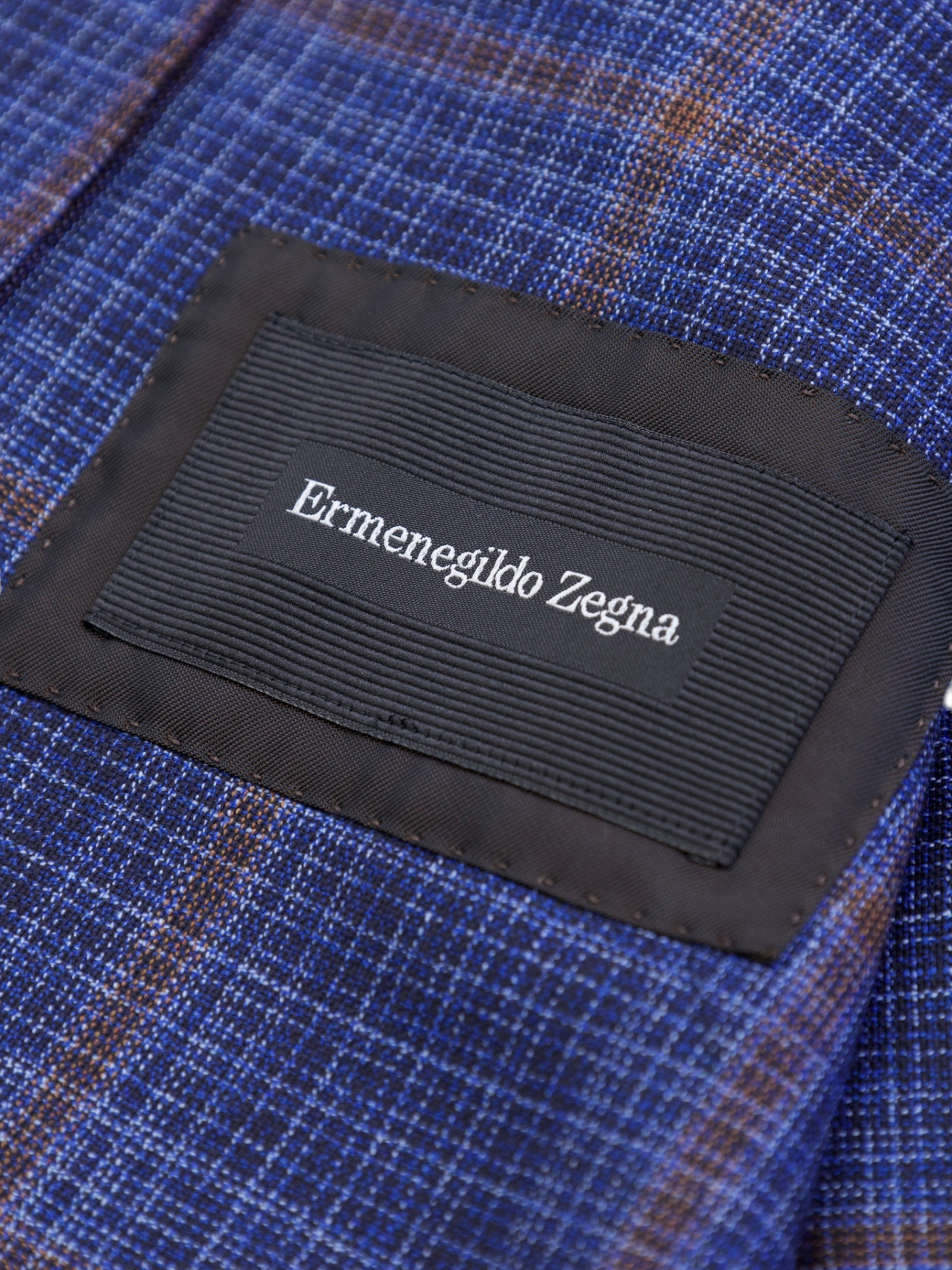 Ermenegildo Zegna Blue & Brown Windowpane “Zero Weight” Jacket