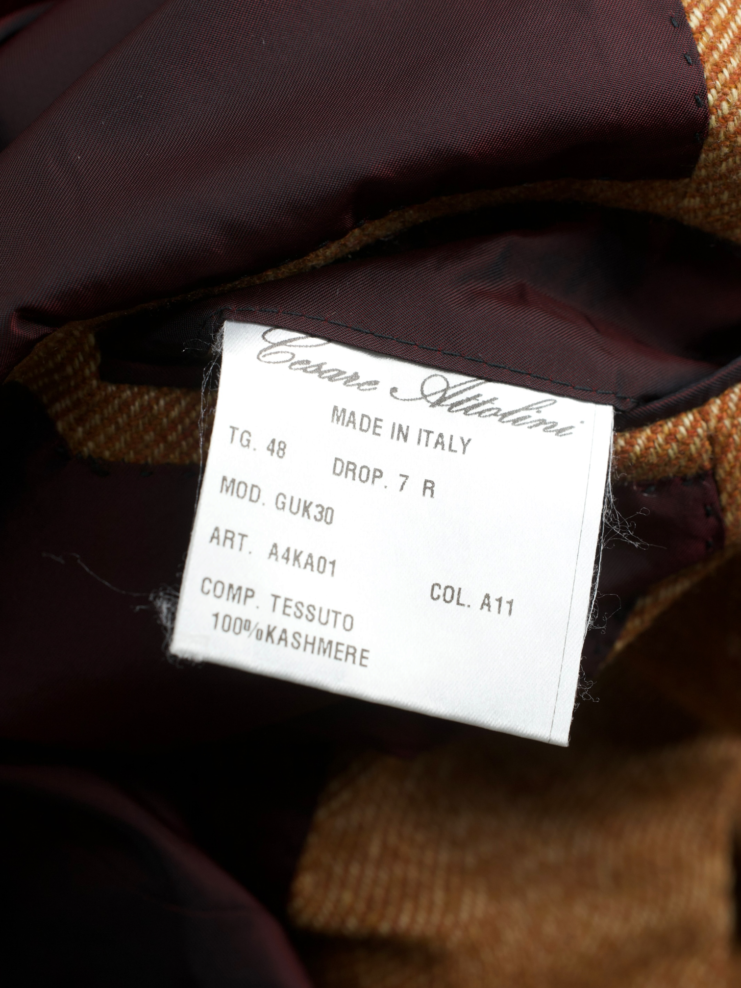 Cesare Attolini Caramel Brown Vintage Cashmere Twill Winter Jacket