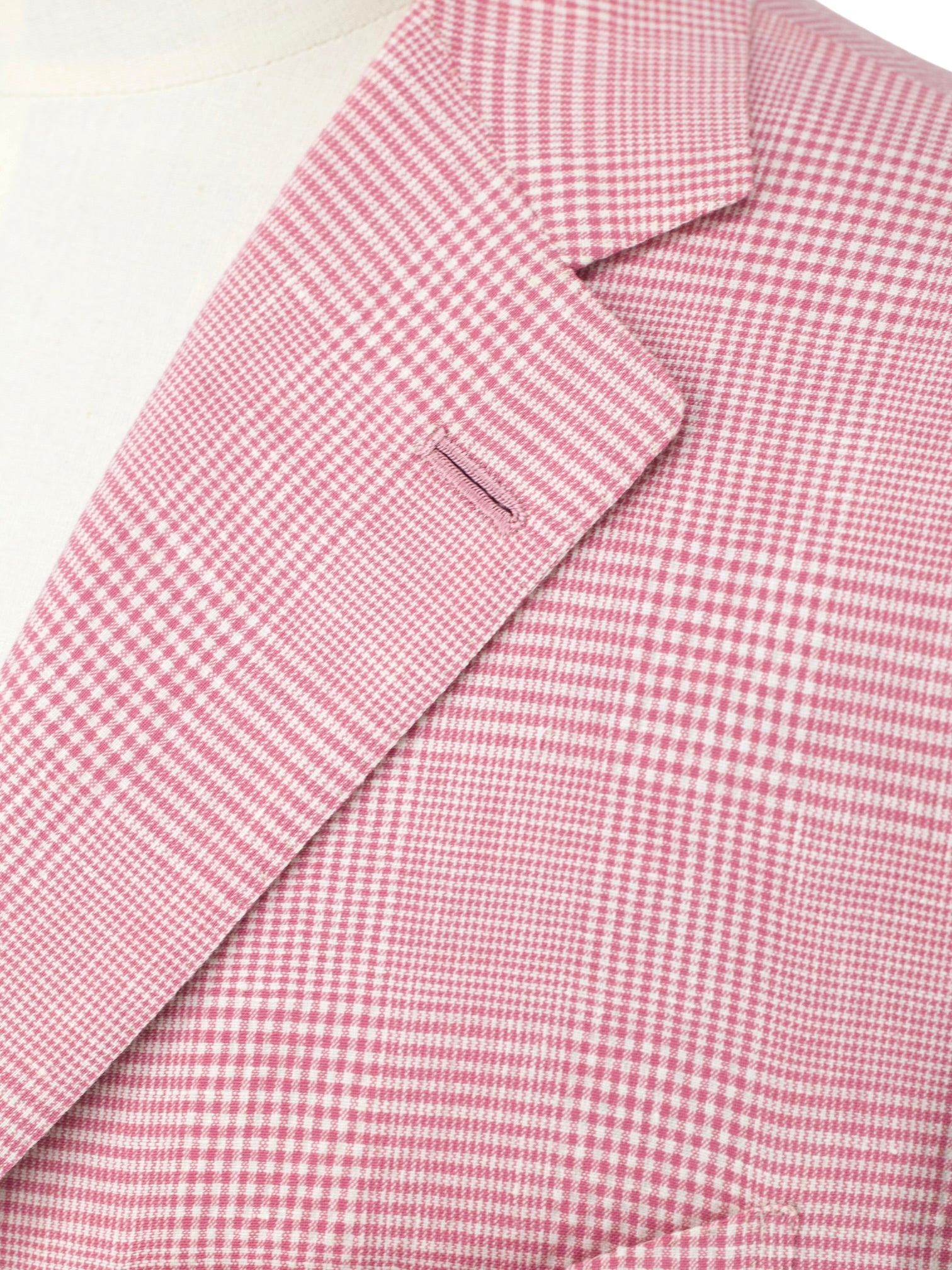 Kiton Soft Pink Wool, Linen & Lyocell Seersucker Prince of Wales Jacket