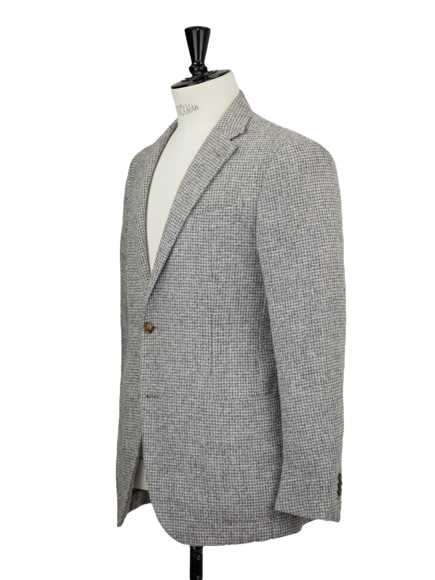 Ermenegildo Zegna Light Grey & Taupe Alpaca, Wool, Polyamide & Cashmere Houndstooth Jacket