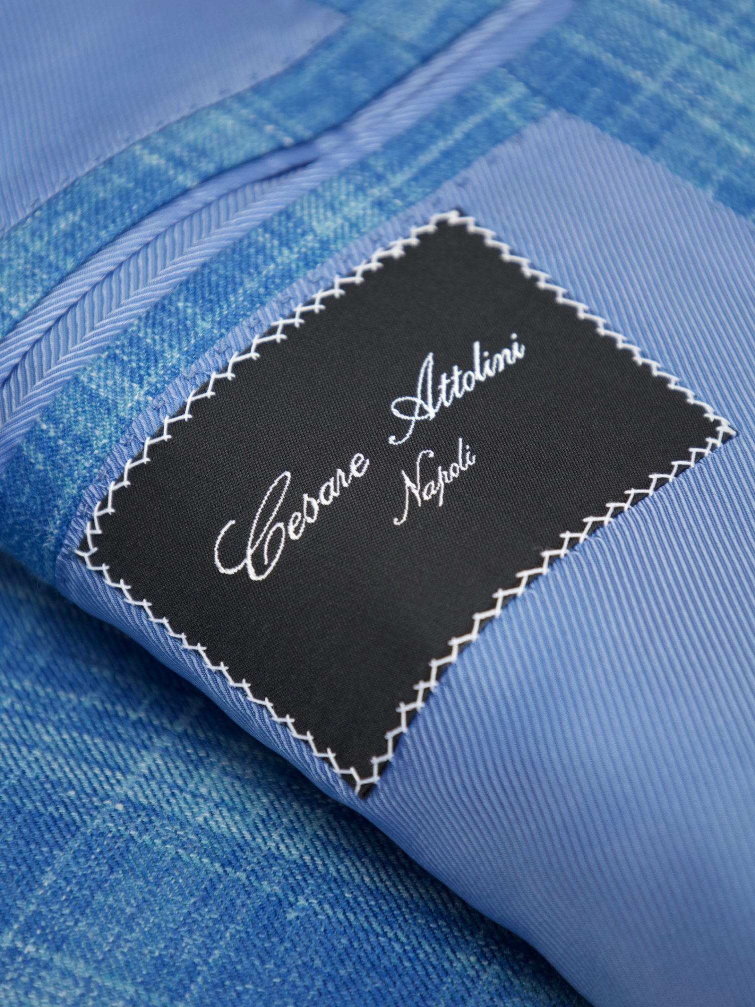 Cesare Attolini Sky Blue Cashmere, Silk & Linen Glenplaid Jacket