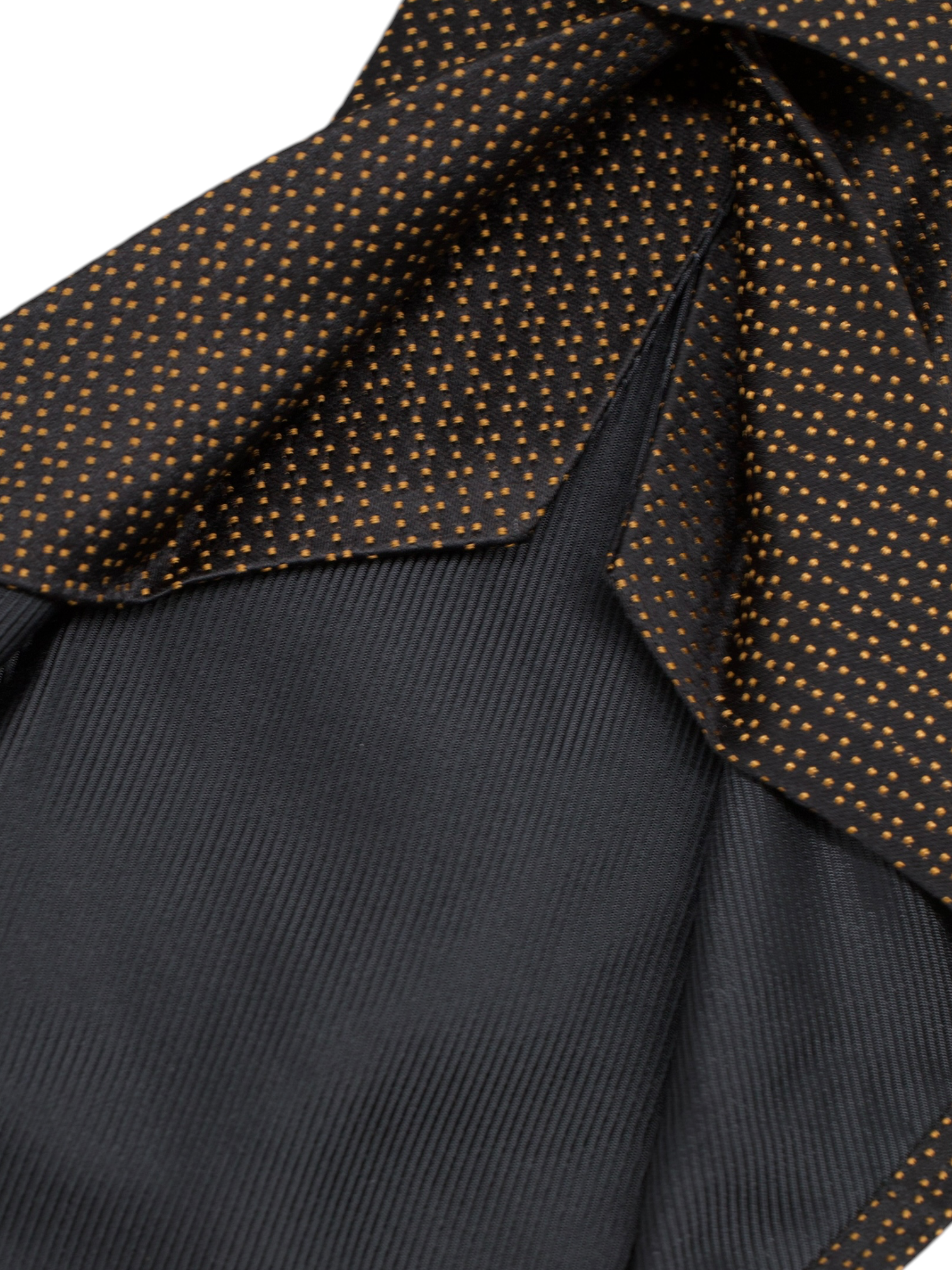 Kiton 5-Fold Dark Brown & Orange Silk Micro-Dot Tie