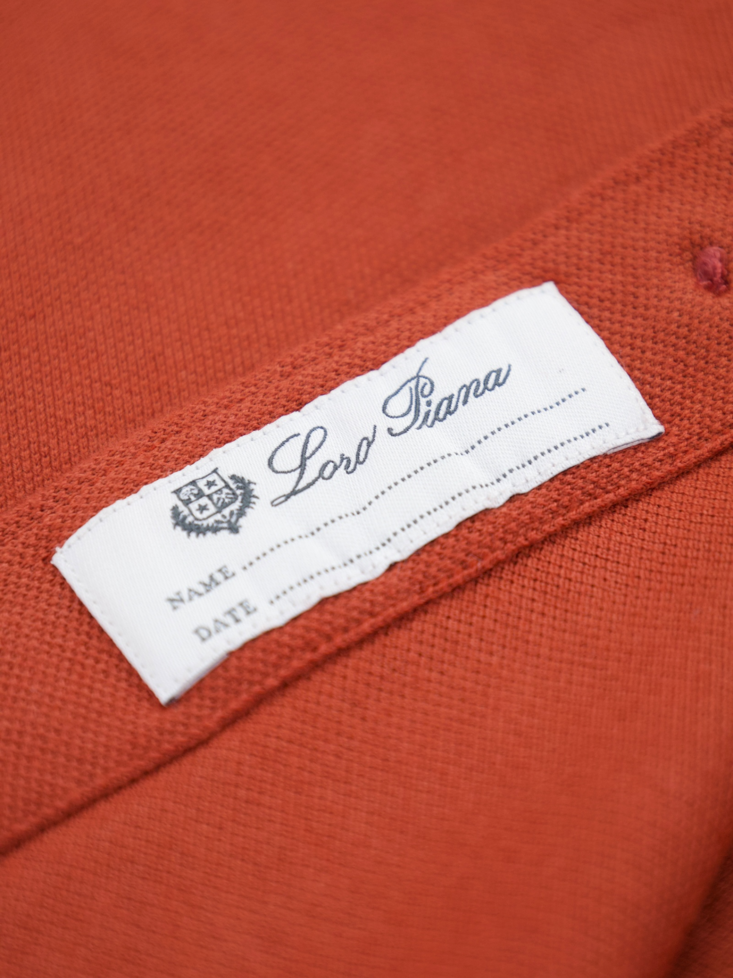 Loro Piana Orange Piqué Knitted Cotton Shirt