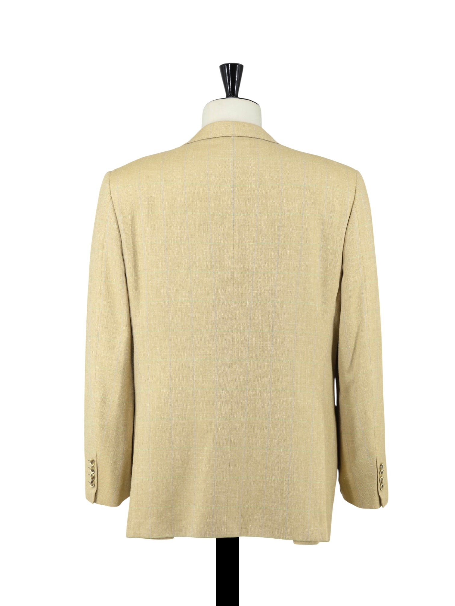 Brioni Light Yellow & Green Wool, Silk & Linen Windowpane Nomentano Jacket