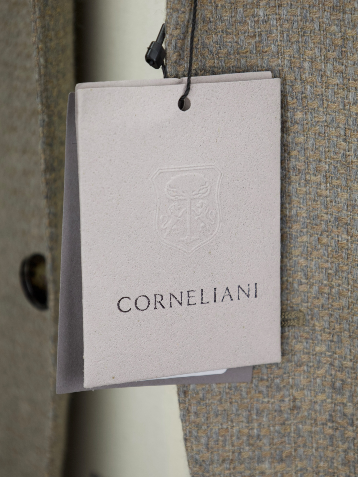 Corneliani Greige Pure Cashmere Micro-Pattern Jacket