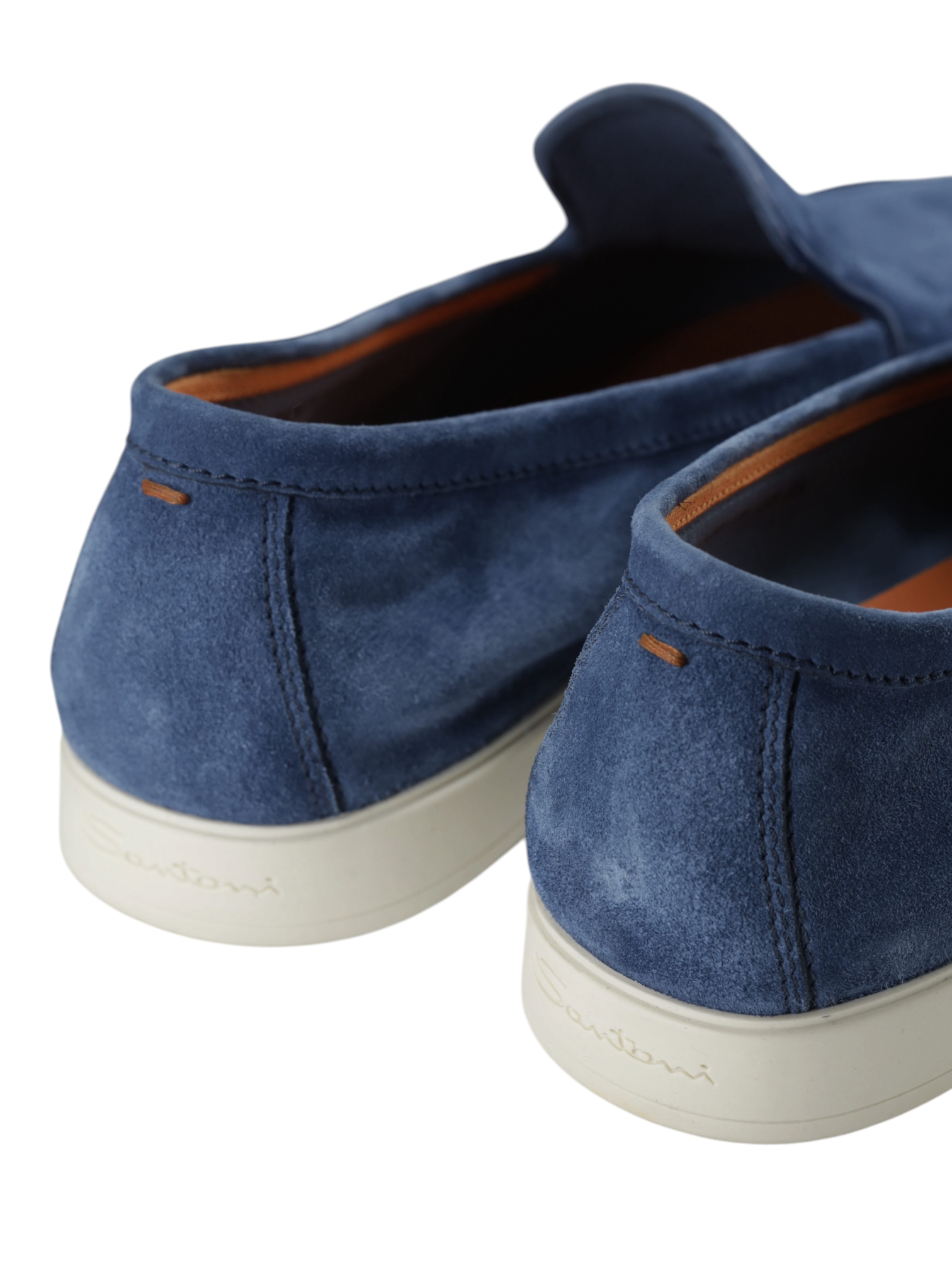 Santoni Light Blue Suede Malibu Loafer