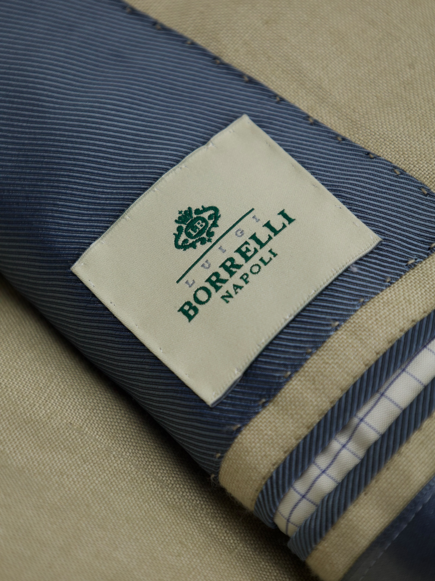 Luigi Borrelli Khaki Pure Linen Panama-Weave Summer Suit