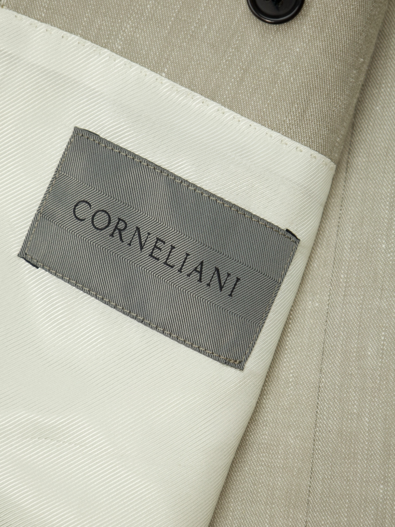 Corneliani Greige Linen & Wool Melange Jacket