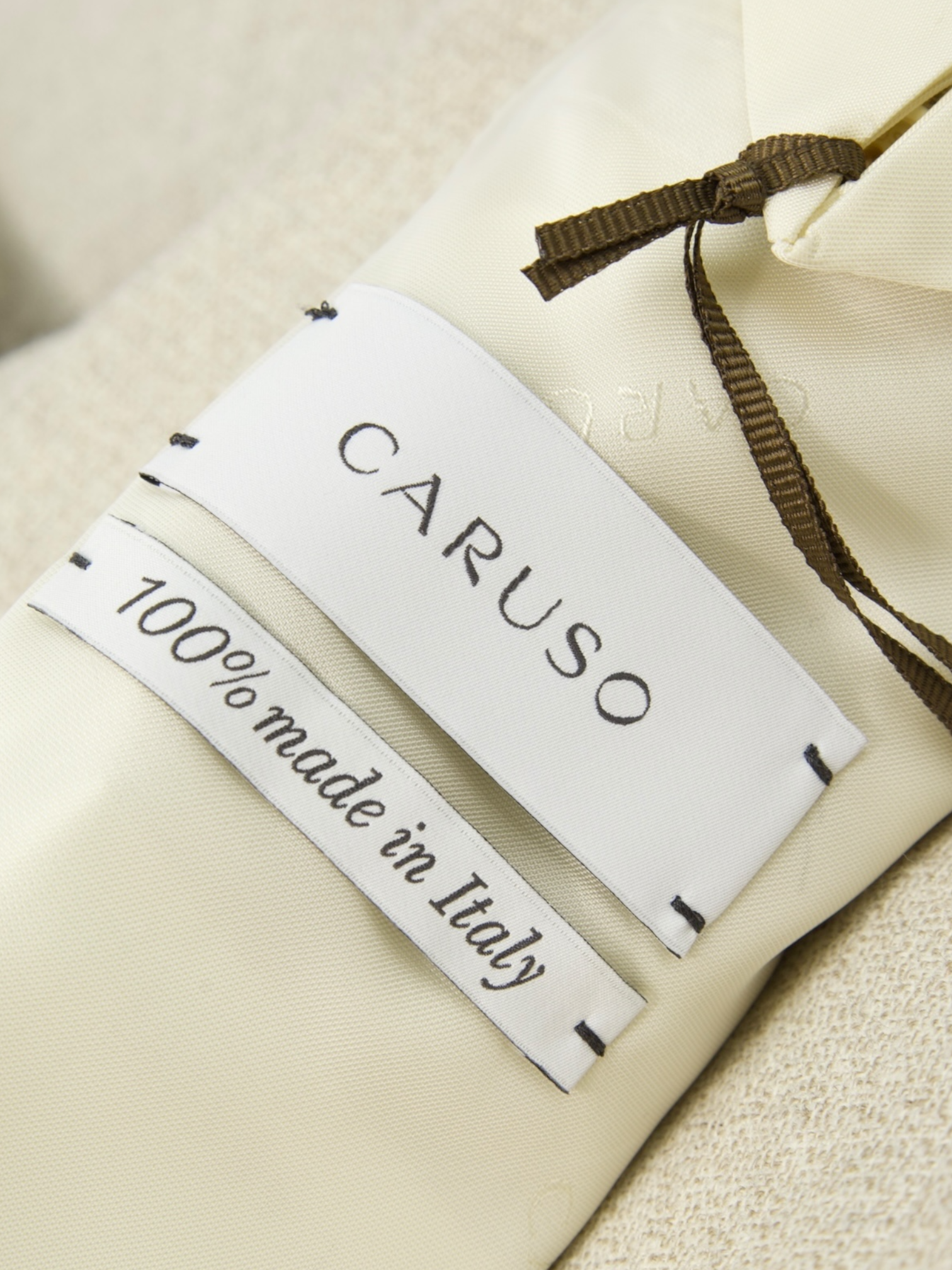 Caruso Sand Double Breasted Cotton, Linen & Wool Figaro Jacket