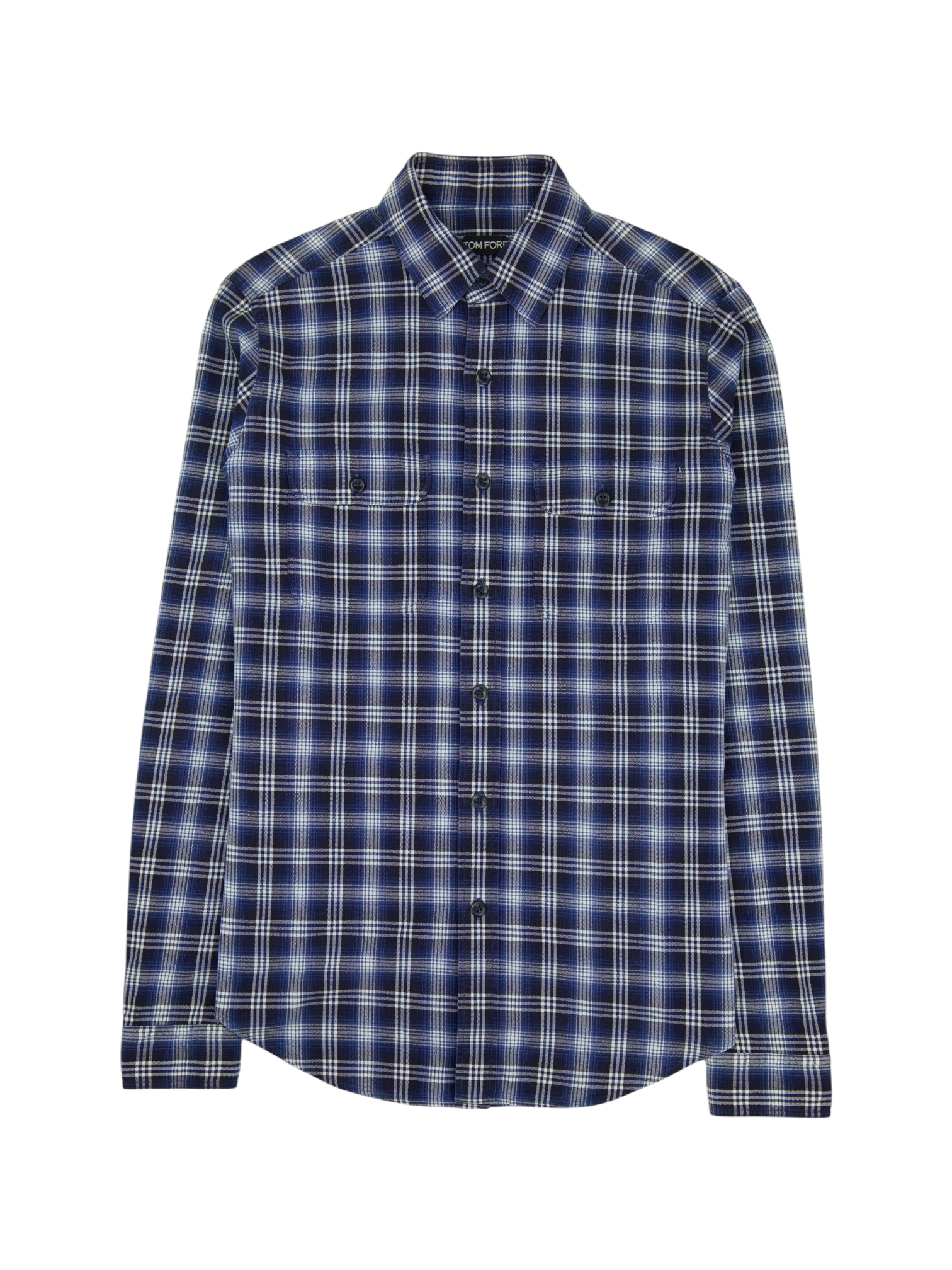 Tom Ford Blue Cotton Tartan-Check Overshirt