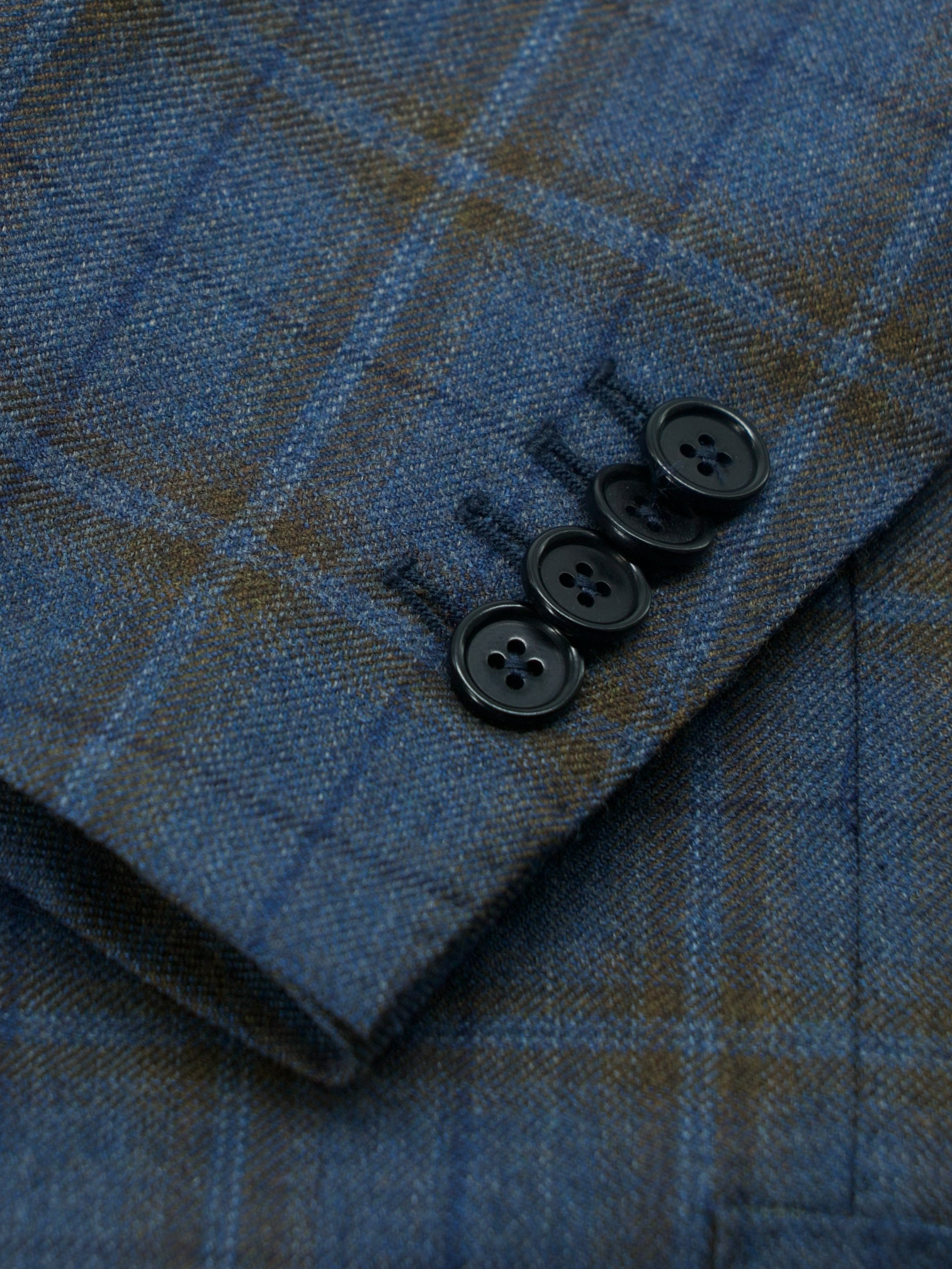 Cordone Steel Blue & Brown Pure-Wool Overcheck Jacket