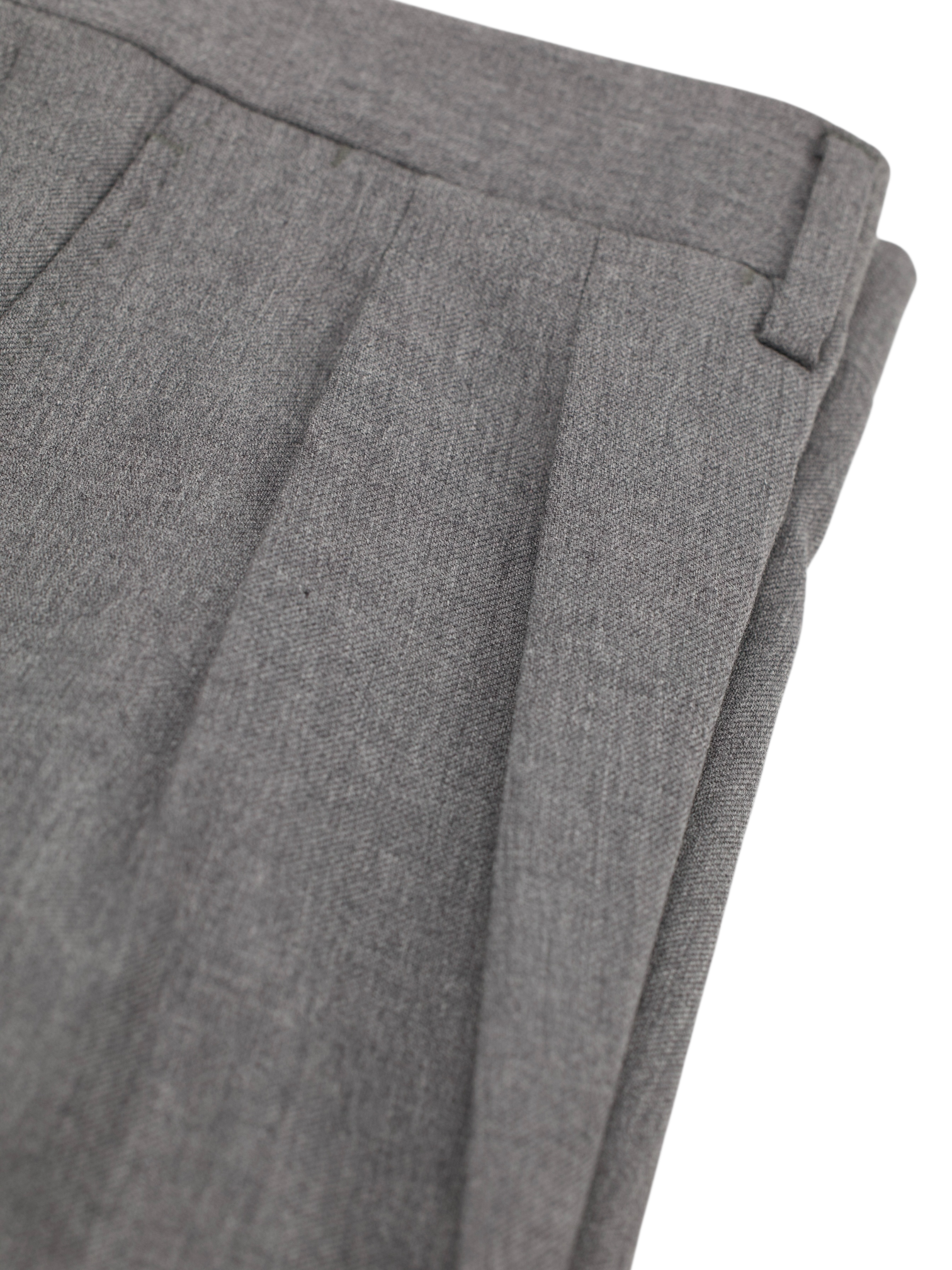 Canali Grey Wool Twill Double-Pleated Trousers