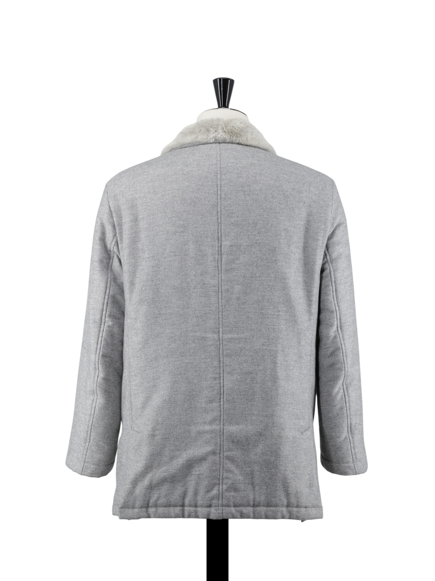 Doriani Grey Cashmere Faux-Fur Collar Twill Coat