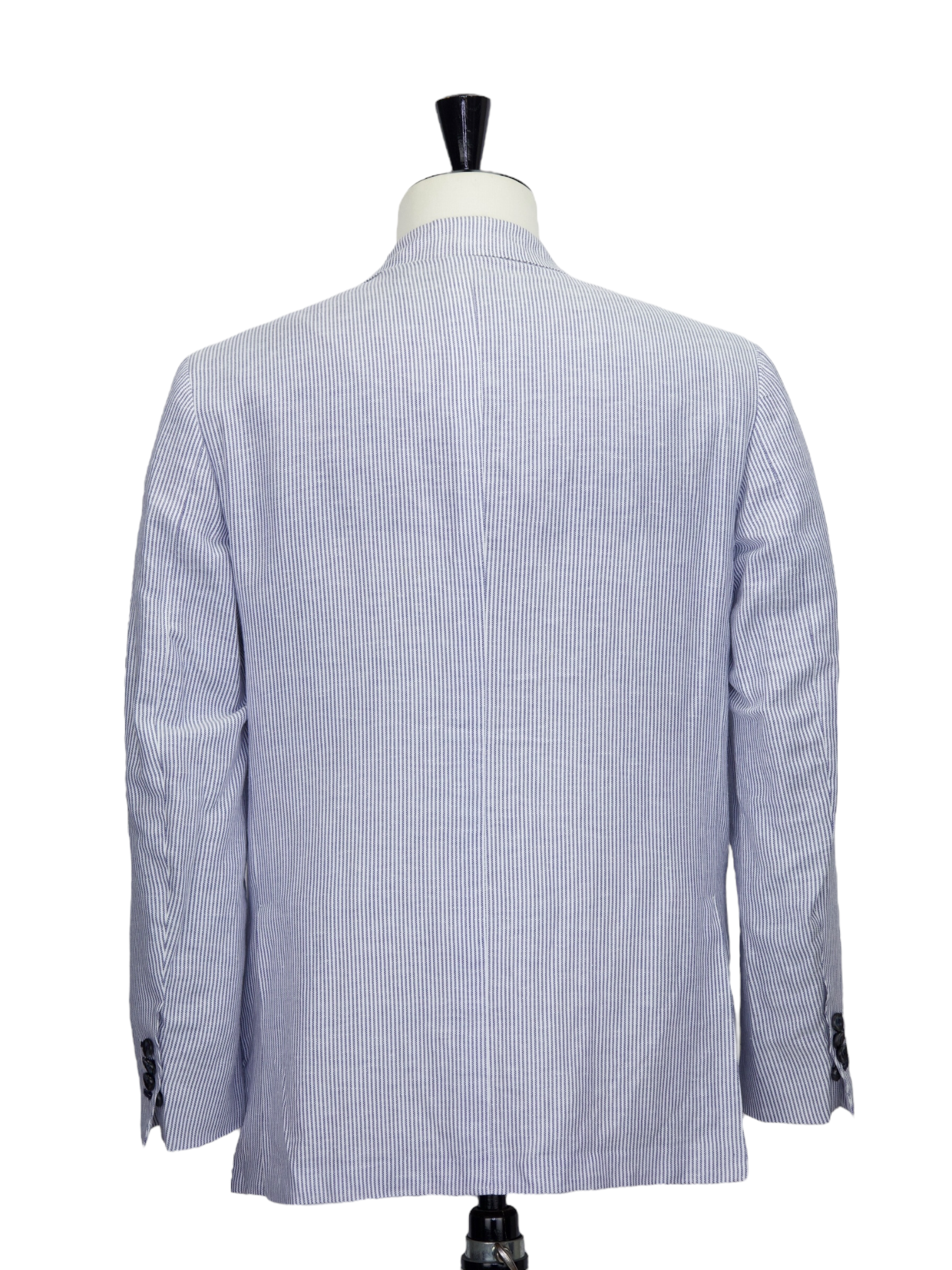 Kiton Light Blue Linen & Cotton Pinstripe Unconstructed Jacket