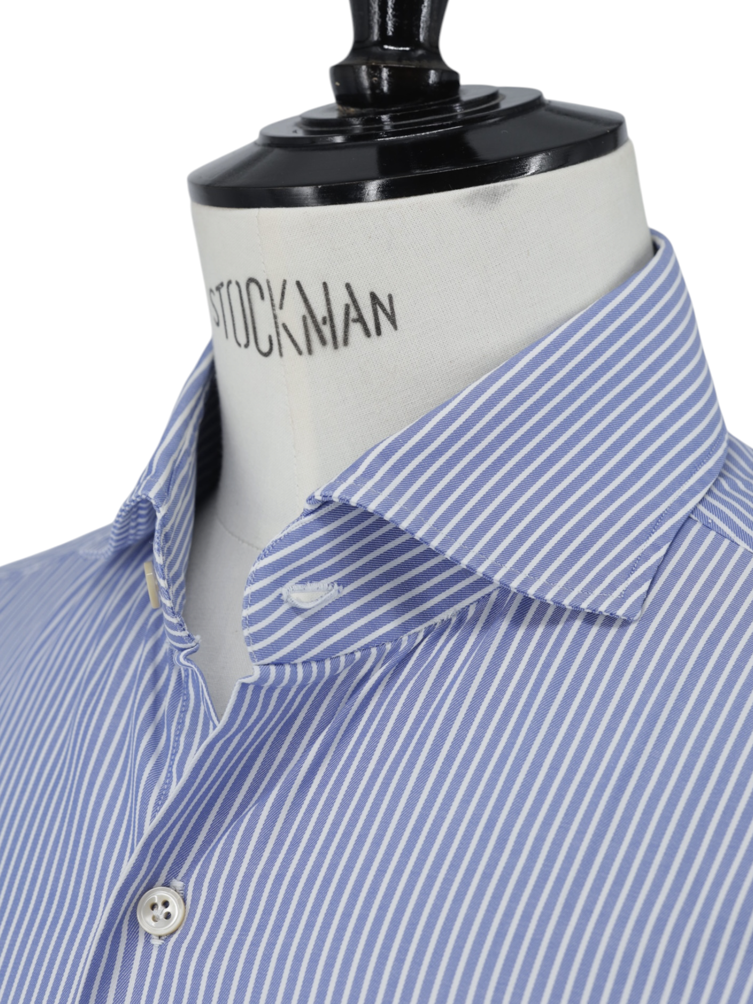 Finamore Blue & White Cotton Pinstripe Eduardo Shirt