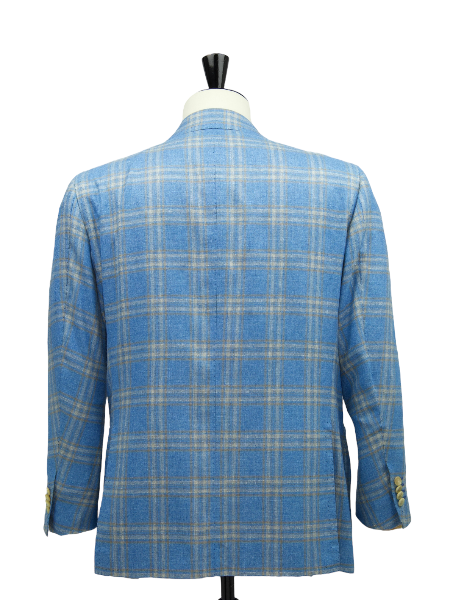 Cesare Attolini Aqua Blue Silk & Cashmere Tartan Jacket